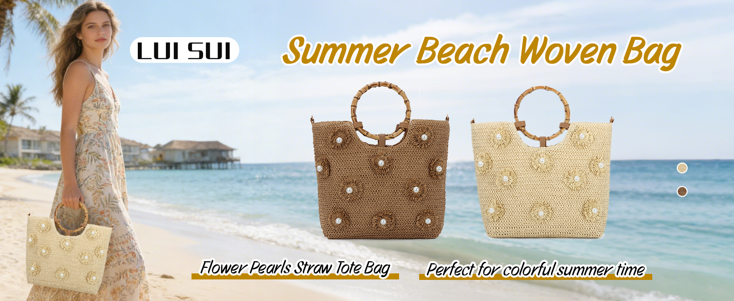 Bolsa playera para mujer, tejido con perlas florales miniatura 7