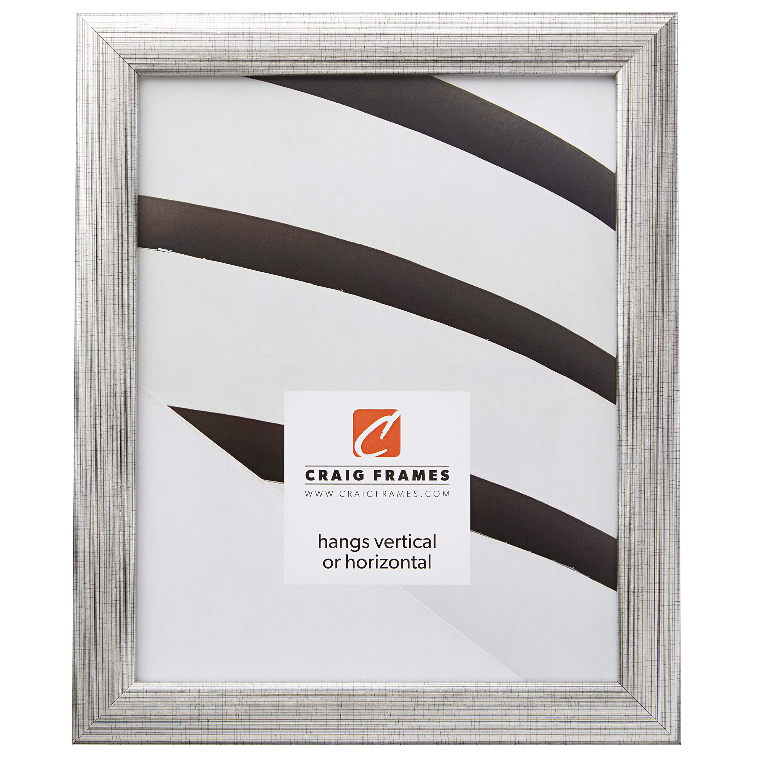 Craig FramesContemporary, 8x10 Picture Frame, Scratched Silver