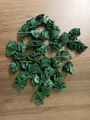 Sphinx artificial velvet roses loose flowers for D-I-Y crafts/decorations/beading work - (Dark Green, 50)