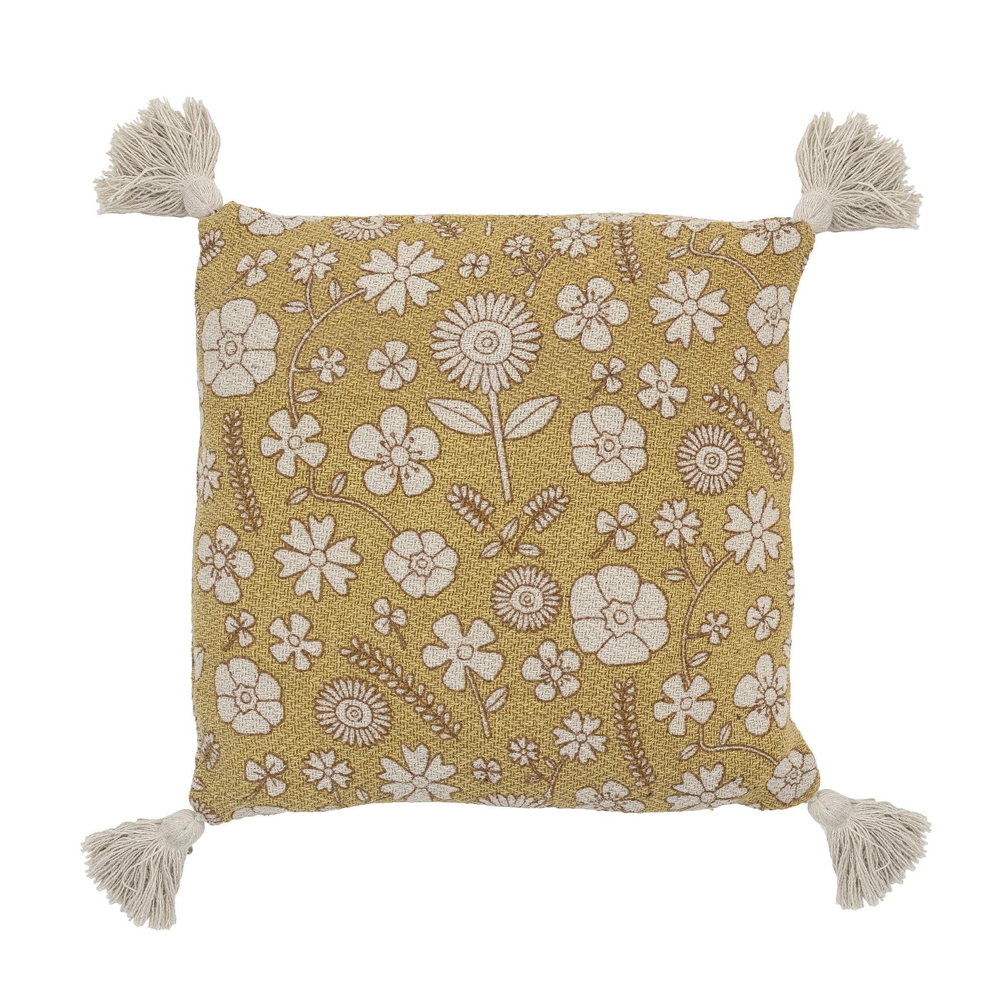 Coussin jaune Bloomingville en coton recyclé haut de gamme Camille