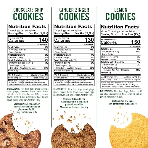 Miniatura 2 de Tate's Bake Shop Paquete variado de galletas sin gluten, galletas de coco crujiente, jengibre y chispas de chocolate, 3 bolsas de 7 onzas