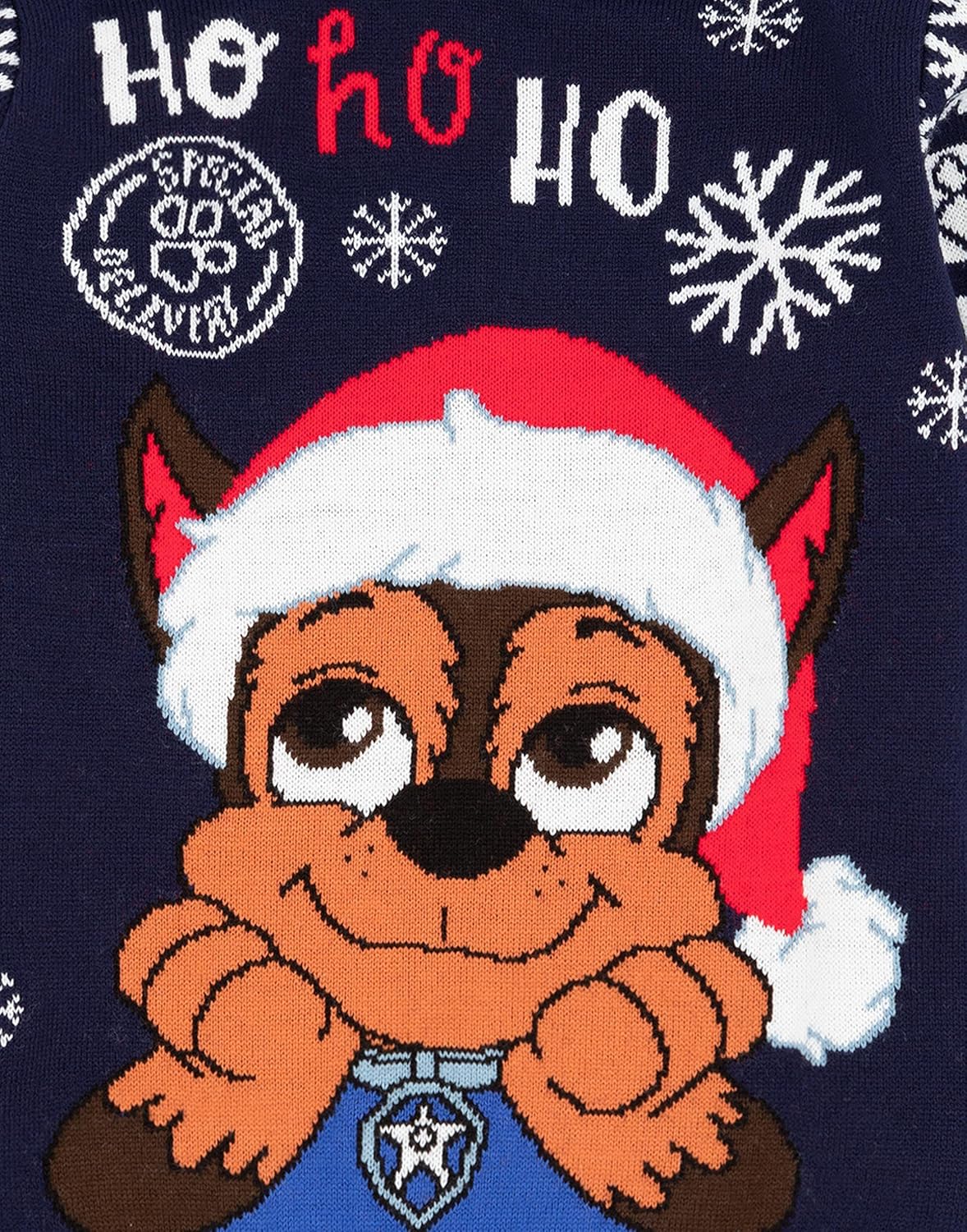 Paw Patrol Christmas Jumper Kids Boys Chase Navy Knitted Xmas Sweater