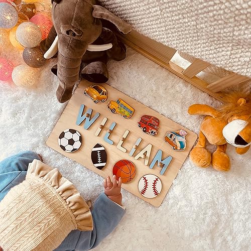 Miniatura 3 de Aeekdook Rompecabezas de nombres para niños pequeños de 1 a 3 años, rompecabezas de nombre personalizados para niños y niñas, rompecabezas de madera