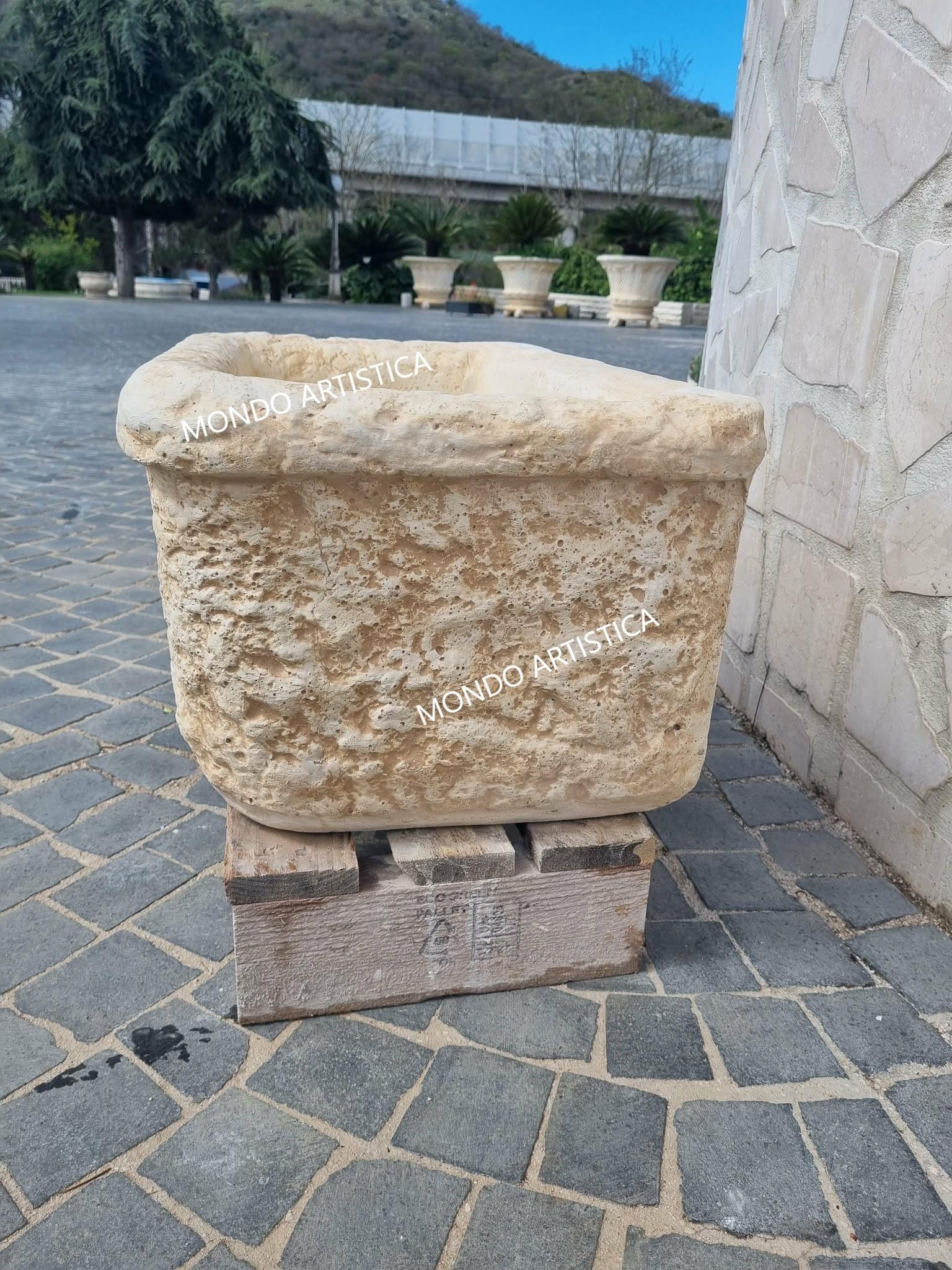 Lavandino Da Esterno In Cemento 60x37x30 Cm, Lavello Fontana da Giardino Artigianale, Resistente Alle Intemperie, Antigelo