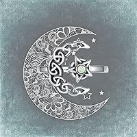 Vista 8 de Fidget Spinner Anxiety Rings for Women: Sterling Silver Lotus Moon Star Sunflower Ring Stress Relieving Calm Ring Jewelry Gifts for Daughter