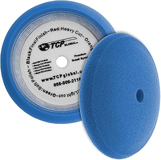 TCP Global 8" Blue Medium Foam Grip Pad Light Cut Polish Buff - Hook & Loop