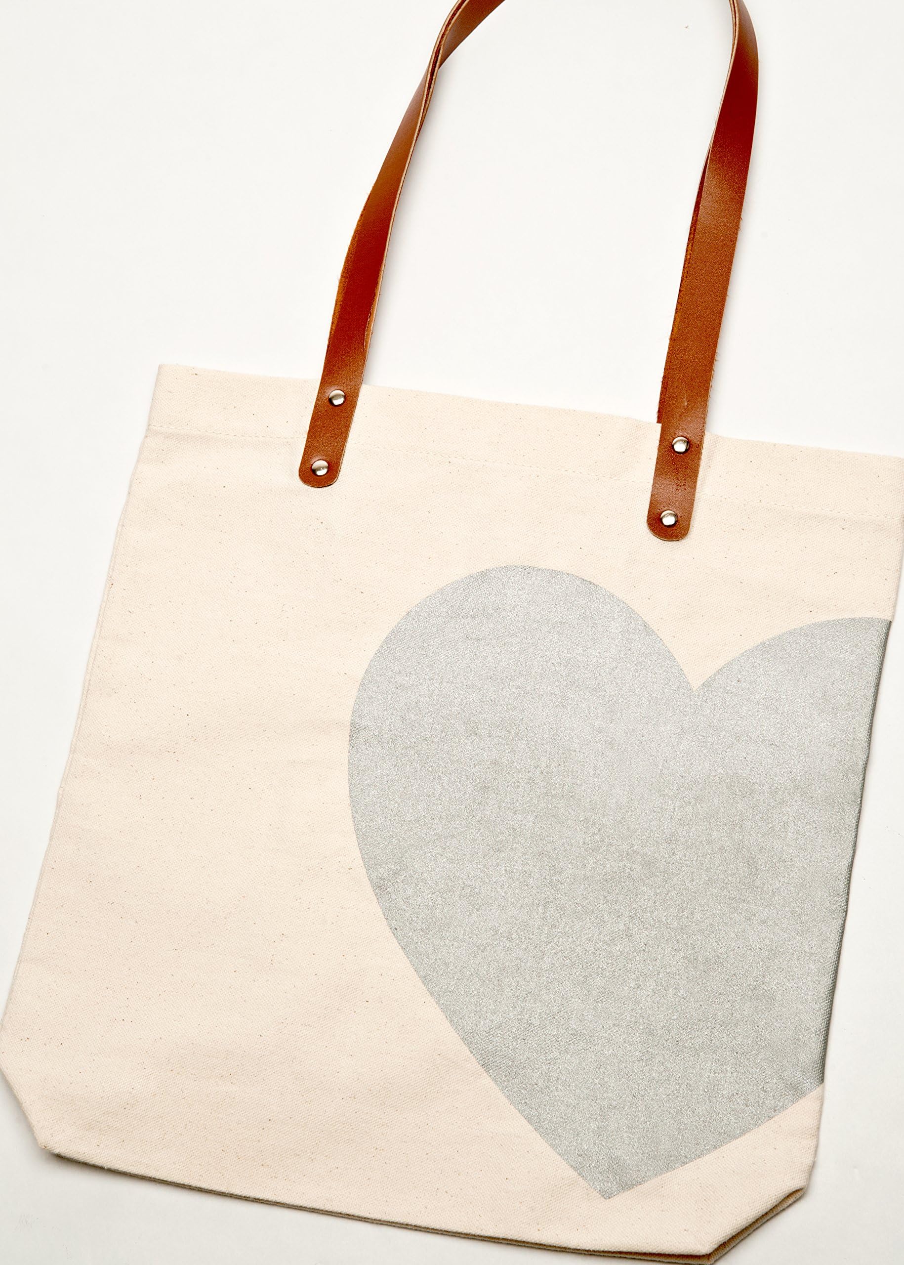 Wedding Library Accessories Tote, Silver Heart, Leather Handle