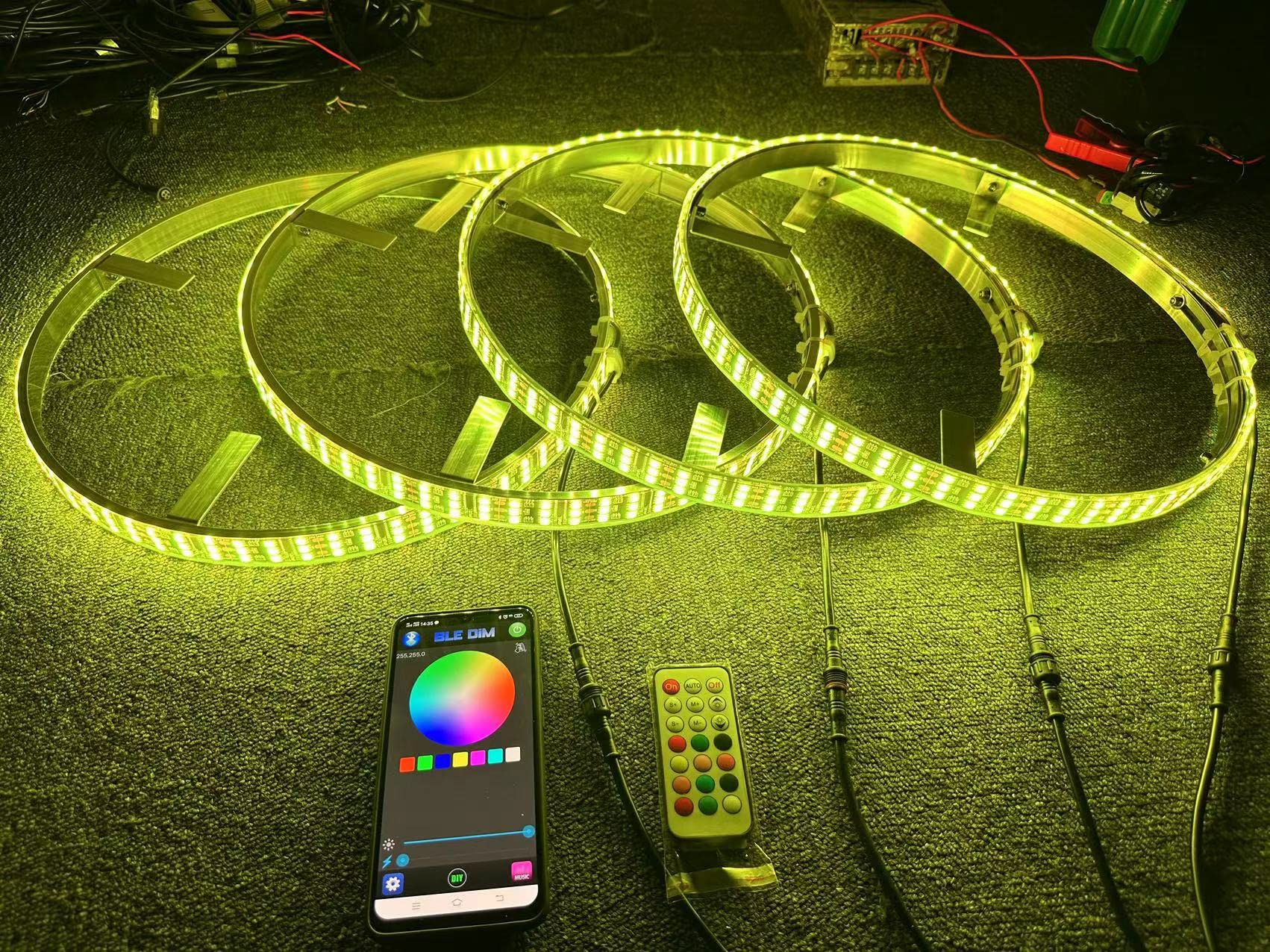 Sando Tech Triple Row 17.5'' RGB Changing LED Wheel Light Multiple 3 Row Music Dance Rim Lights 1008Leds Car Truck Tire Light w/Turn Signal,Lock,Brake,Reverse Remote/Bluetooth APP Ctrl