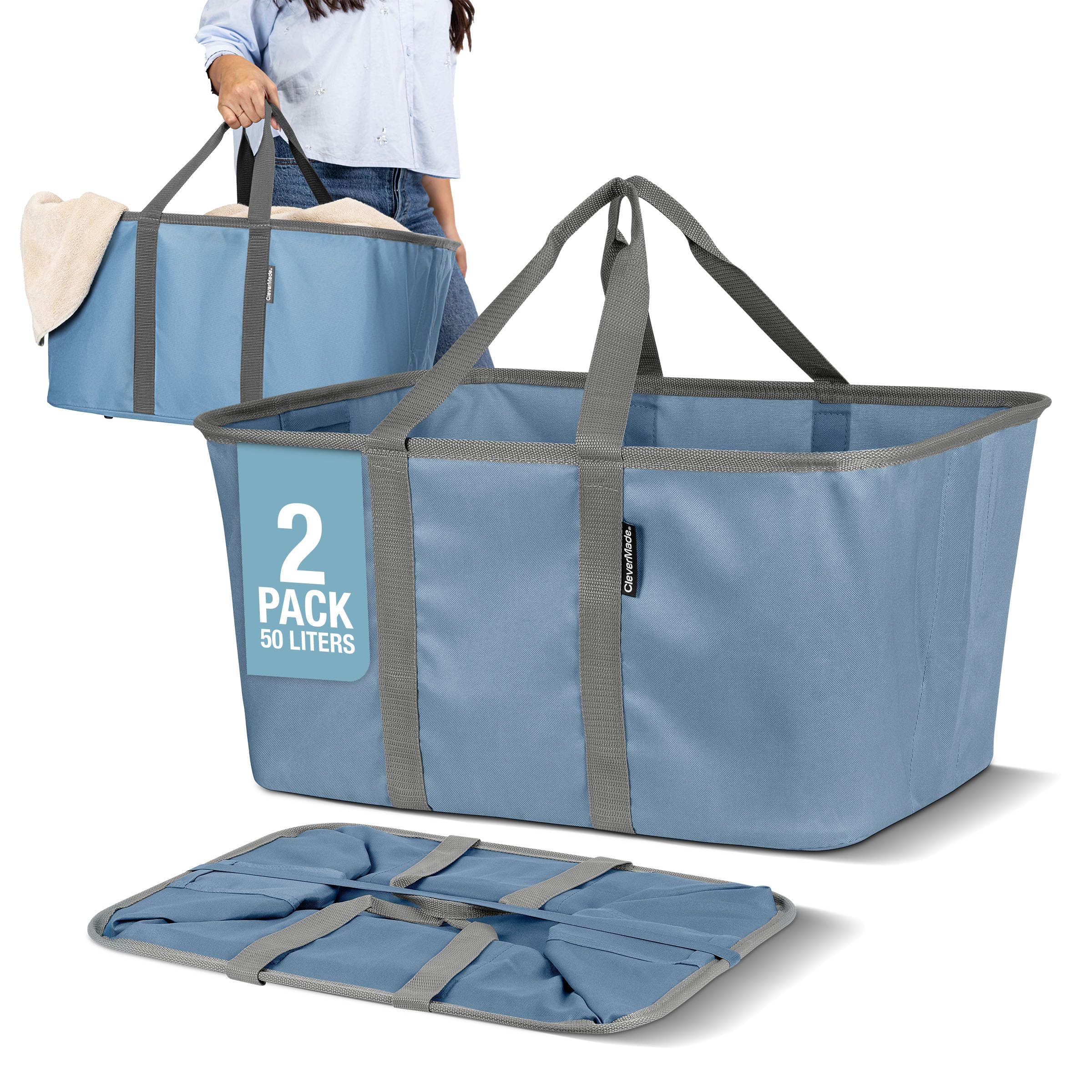 Amazon.com: CleverMade Collapsible Laundry Tote 2-Pack (50L