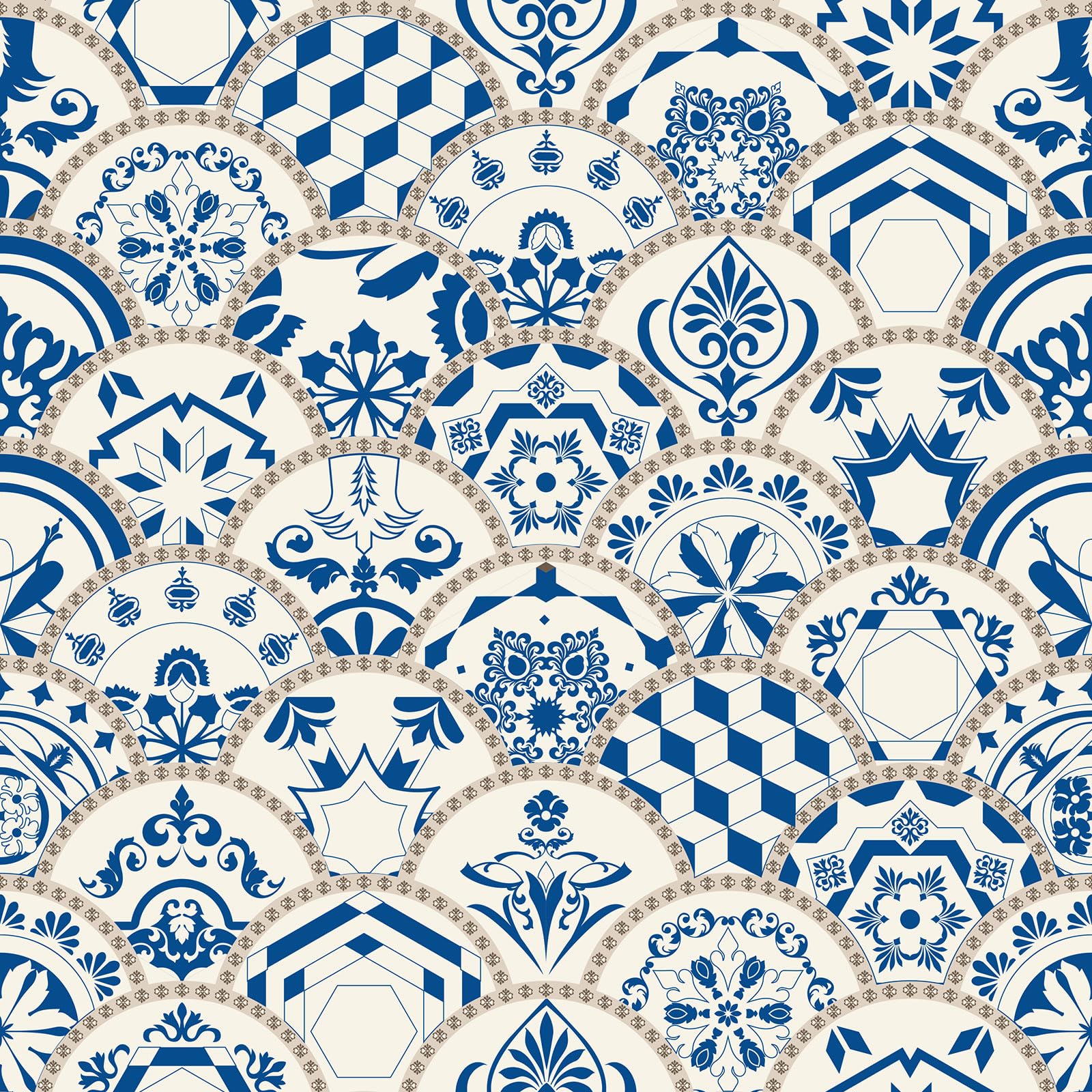 Lumalea Adesivo per cucina, effetto piastrelle di cemento, 3617689963433, adesivo + protezione lucida, 90 x 90 cm