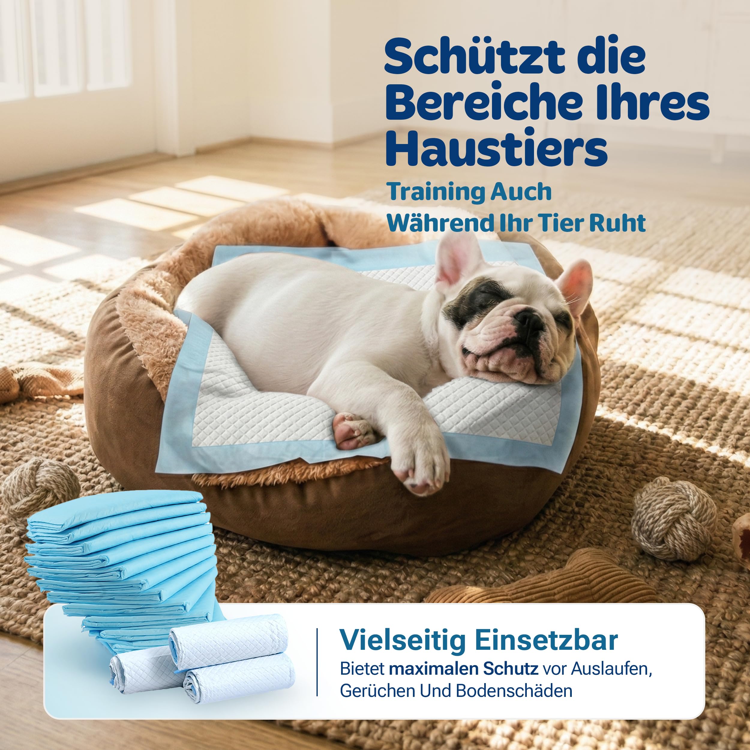 PORTENTUM PIPI Matten für Hunde 90x60 – Welpen Unterlagen mit Geruchskontrolle – Wickelunterlage Einweg auslaufsicher – Trainingspads für Hunde saugfähig