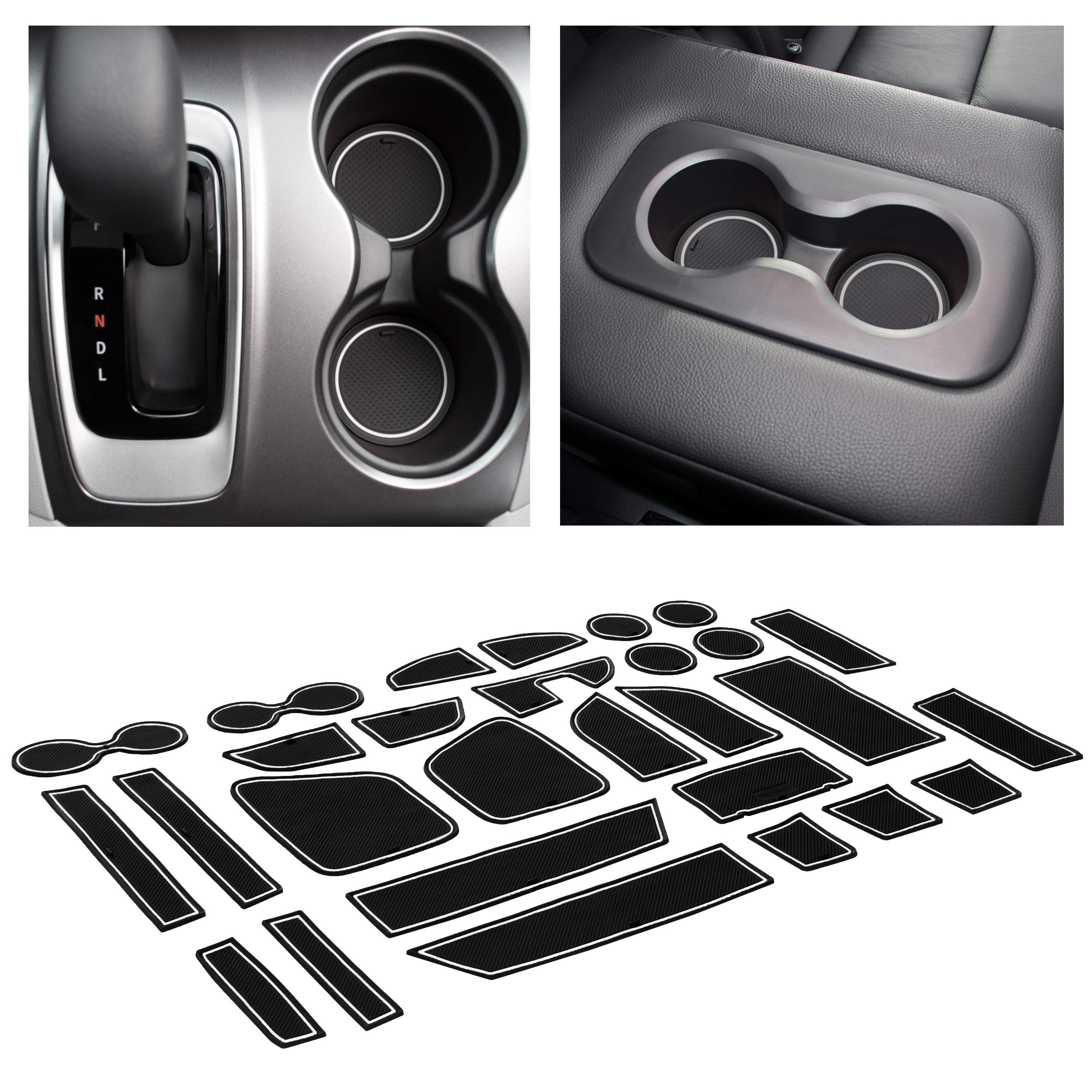 CupHolderHero for Honda Passport Accessories 2019-2022 Premium Custom Interior Non-Slip Anti Dust Cup Holder Inserts, Center Console Liner Mats, Door Pocket Liners 28-pc Set (White Trim)