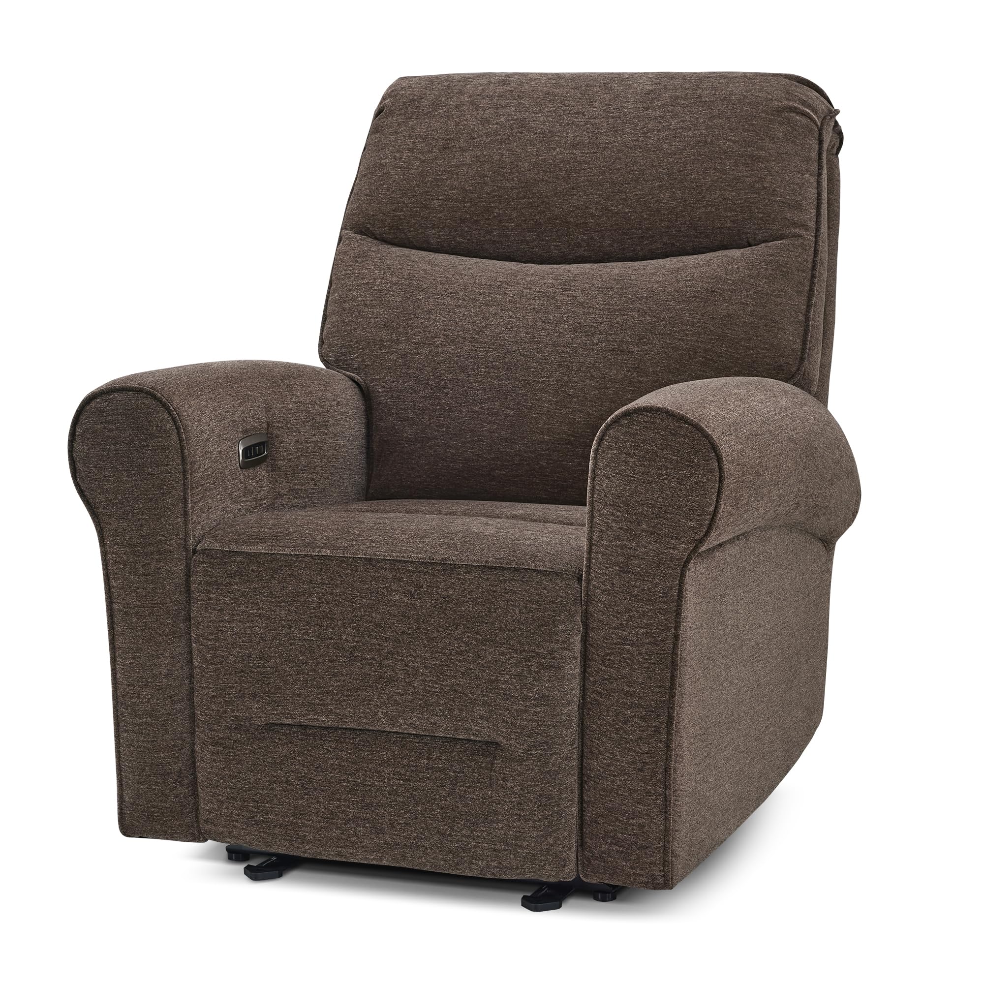 MCombo Compact Wall Hugger Power Recliner in Dark Brown