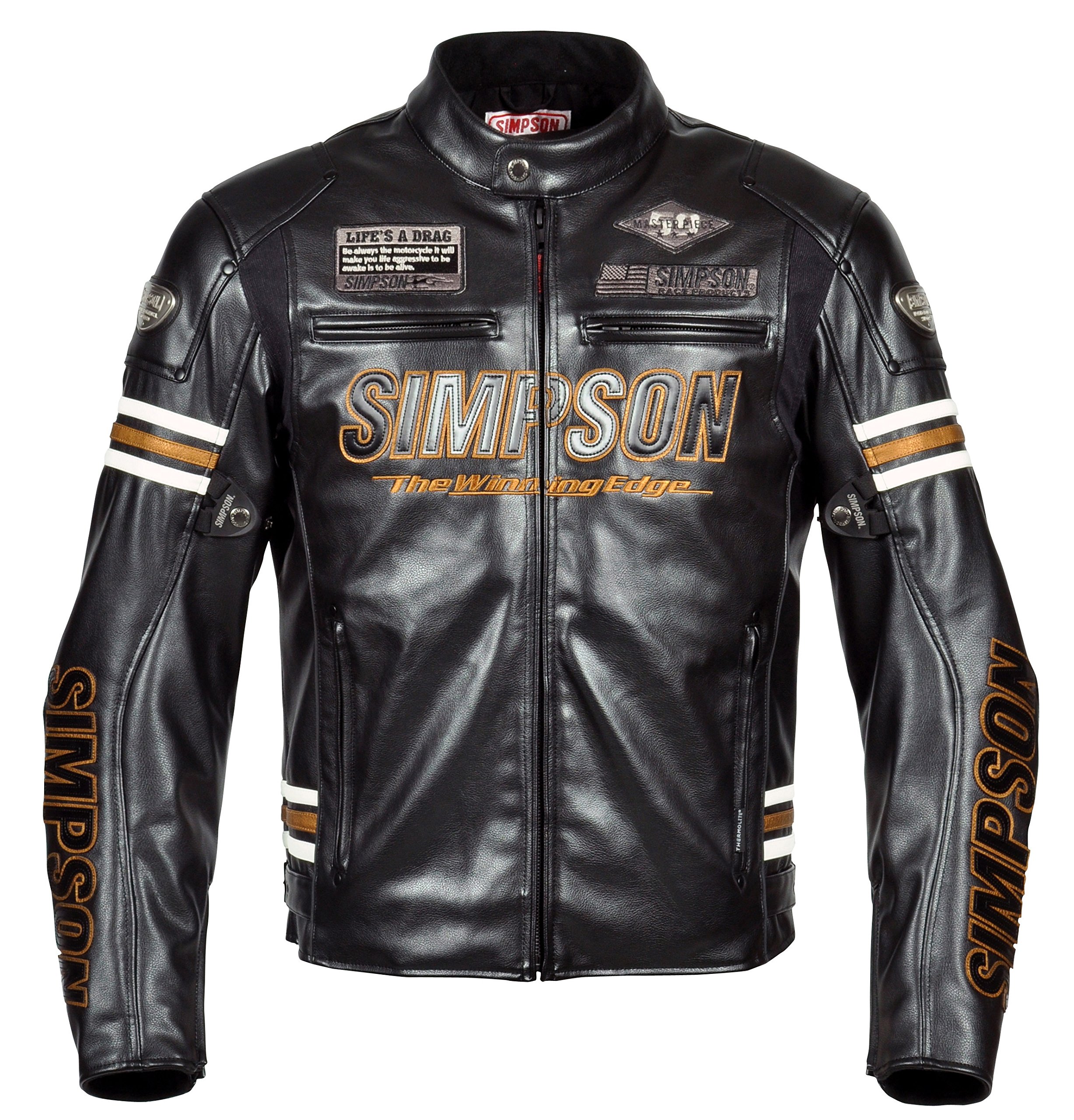 Amazon | シンプソン(SIMPSON) フェイクレザージャケット ブラック  