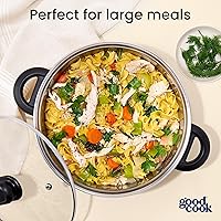 Vista 5 de GoodCook Horno holandés clásico de acero inoxidable de 5 cuartos de galón con tapa de vidrio templado, color plateado