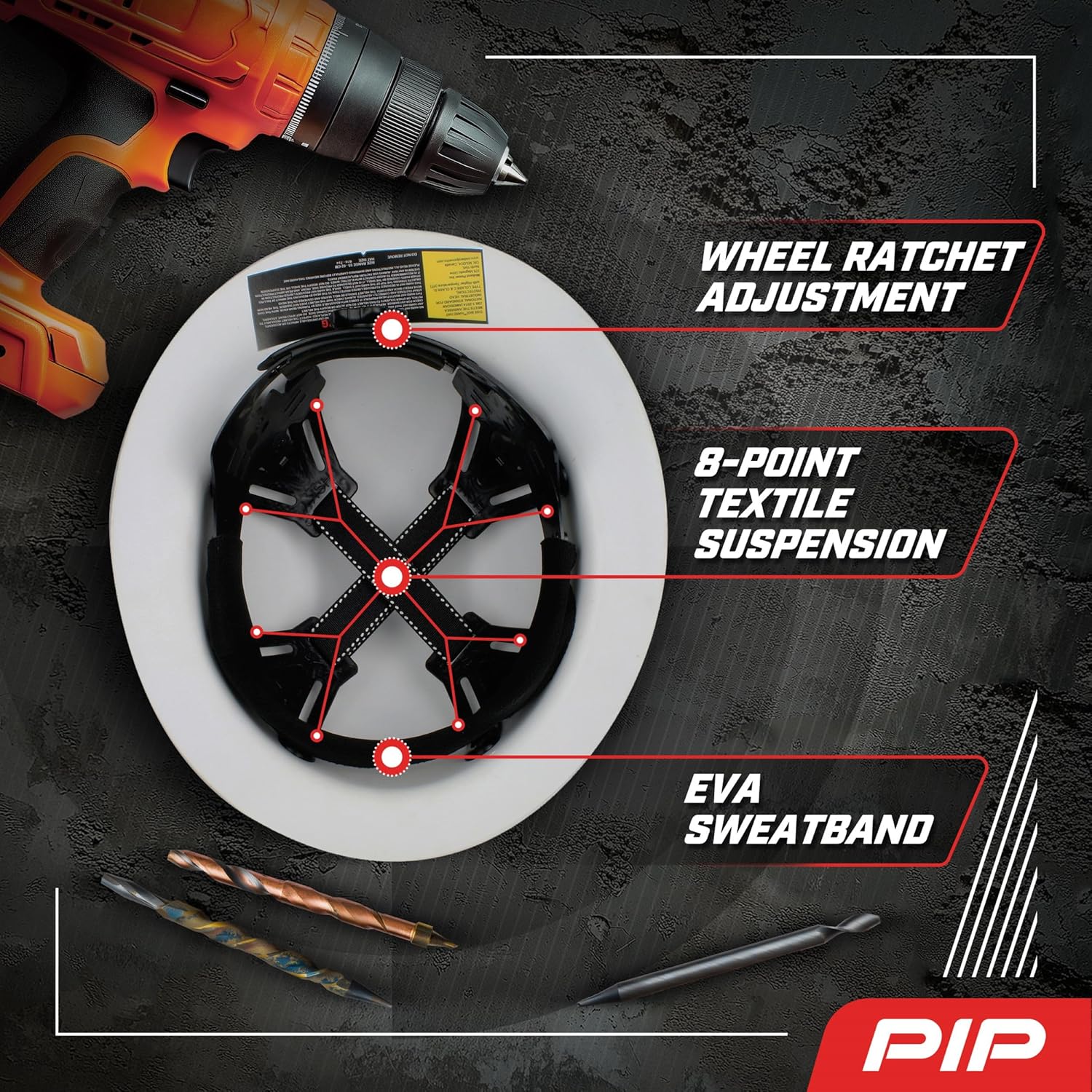 Dynamic WolfJaw Fiberglass Full Brim Hard Hat with Wheel Ratchet