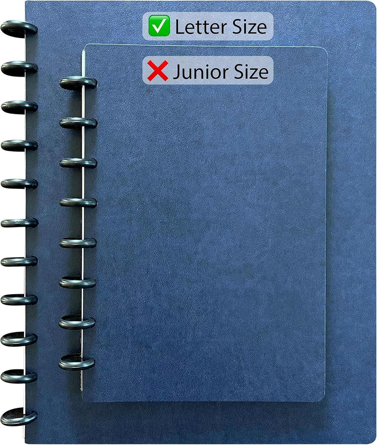 Eleven Discs Discbound Notebook, Letter Size, Faux Leather Cover, 120 gsm Heavyweight Paper, Includes 40 Margin Sheets, 5 Tabs, Page Flags (Navy Blue)