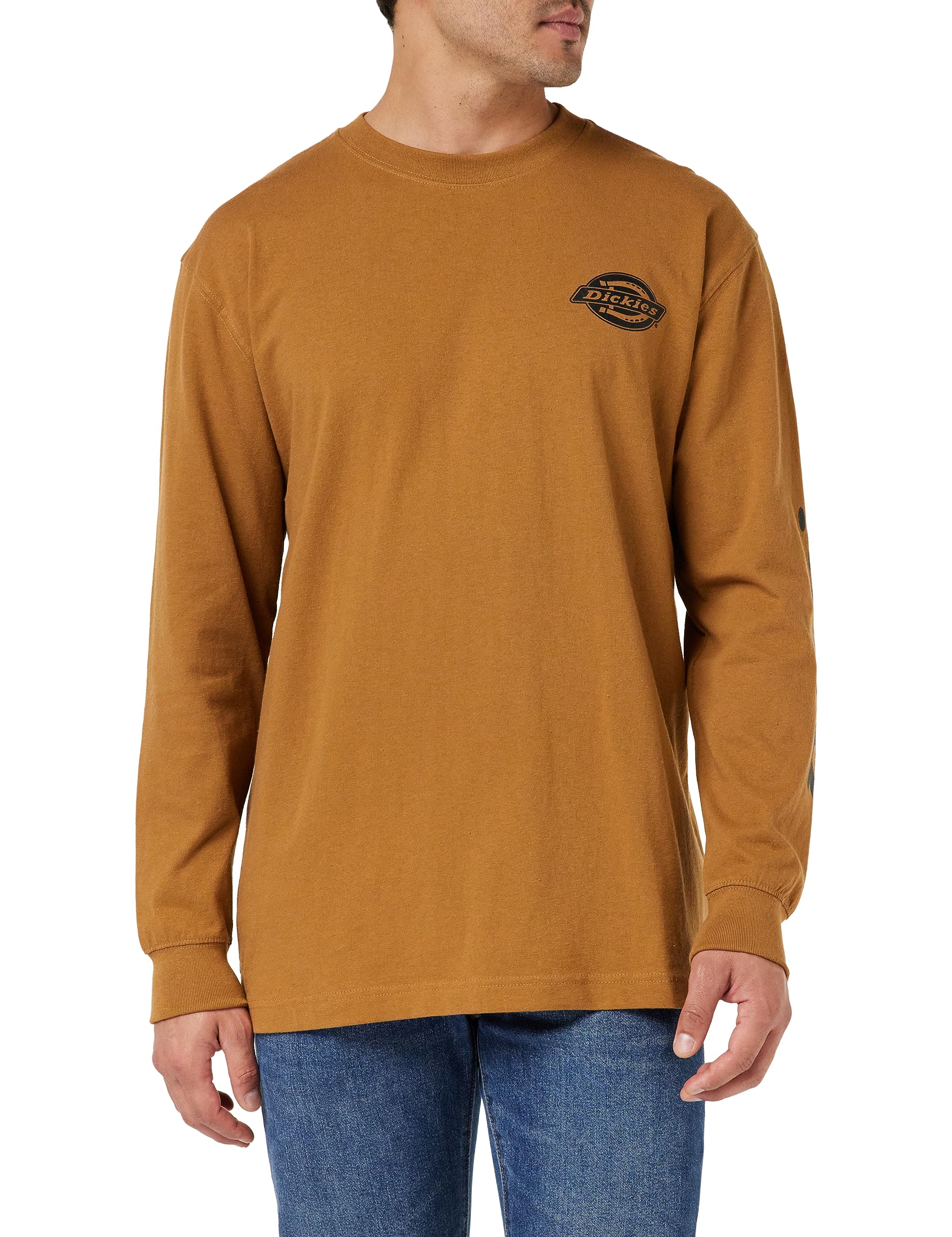 Dickies Mens Long Sleeve Heavyweight Logo T-Shirt, Brown Duck, XXL