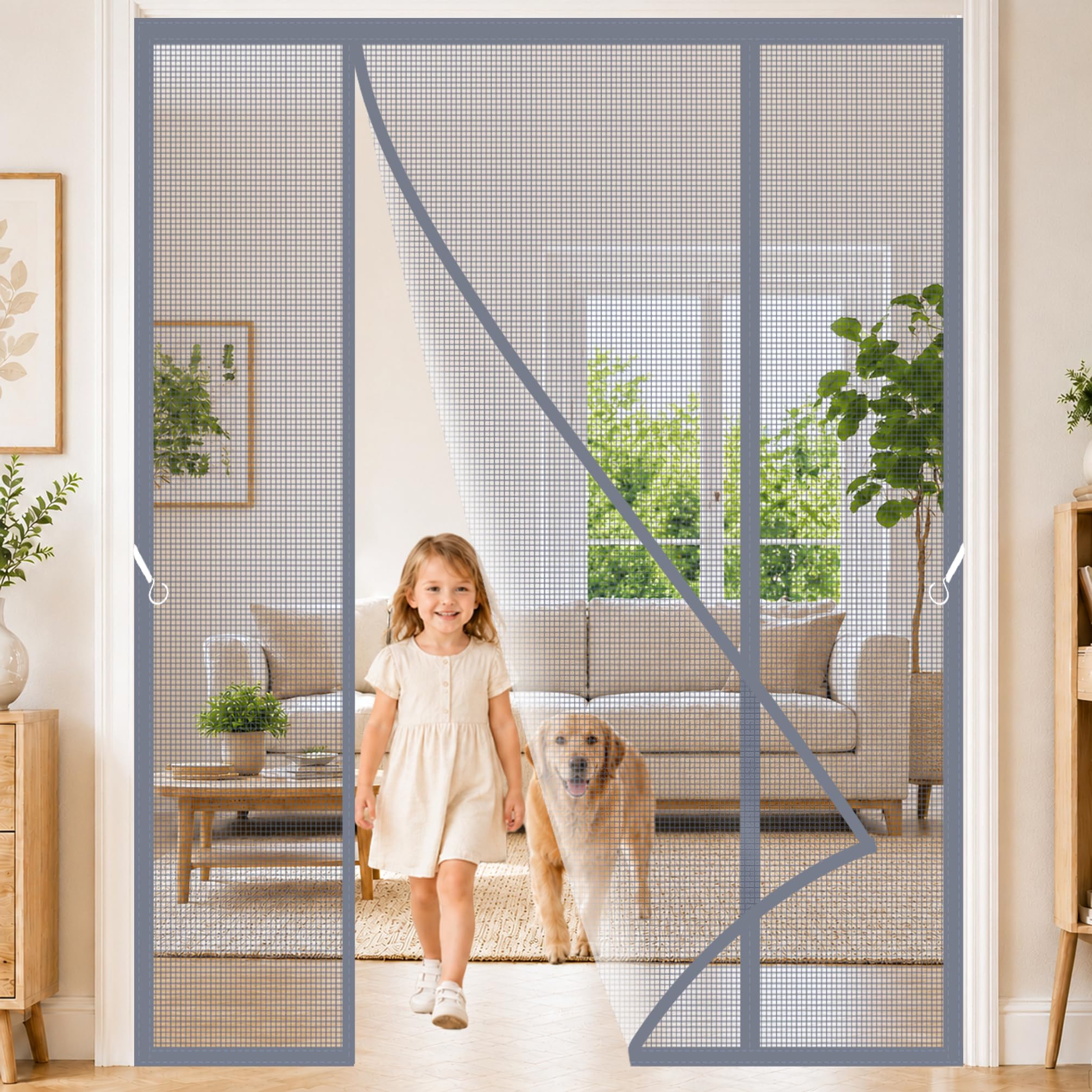 Magnetic Fly Screens for Patio Doors Grey 340x200cm Perfect for Double Doors, Patio and French expansive Garden Openings and Rear House exits