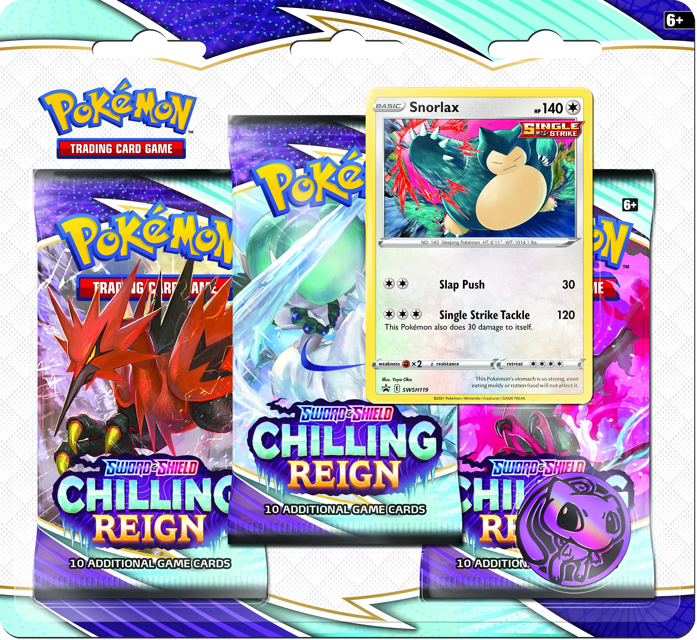 Amazon.com: Pokémon TCG: Sword & Shield—Chilling Reign Three-Booster Blister