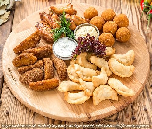 Miniatura 3 de Greenco Lazy Susan tabla de madera de bamboo giratoria diámetro 14 pulgadas
