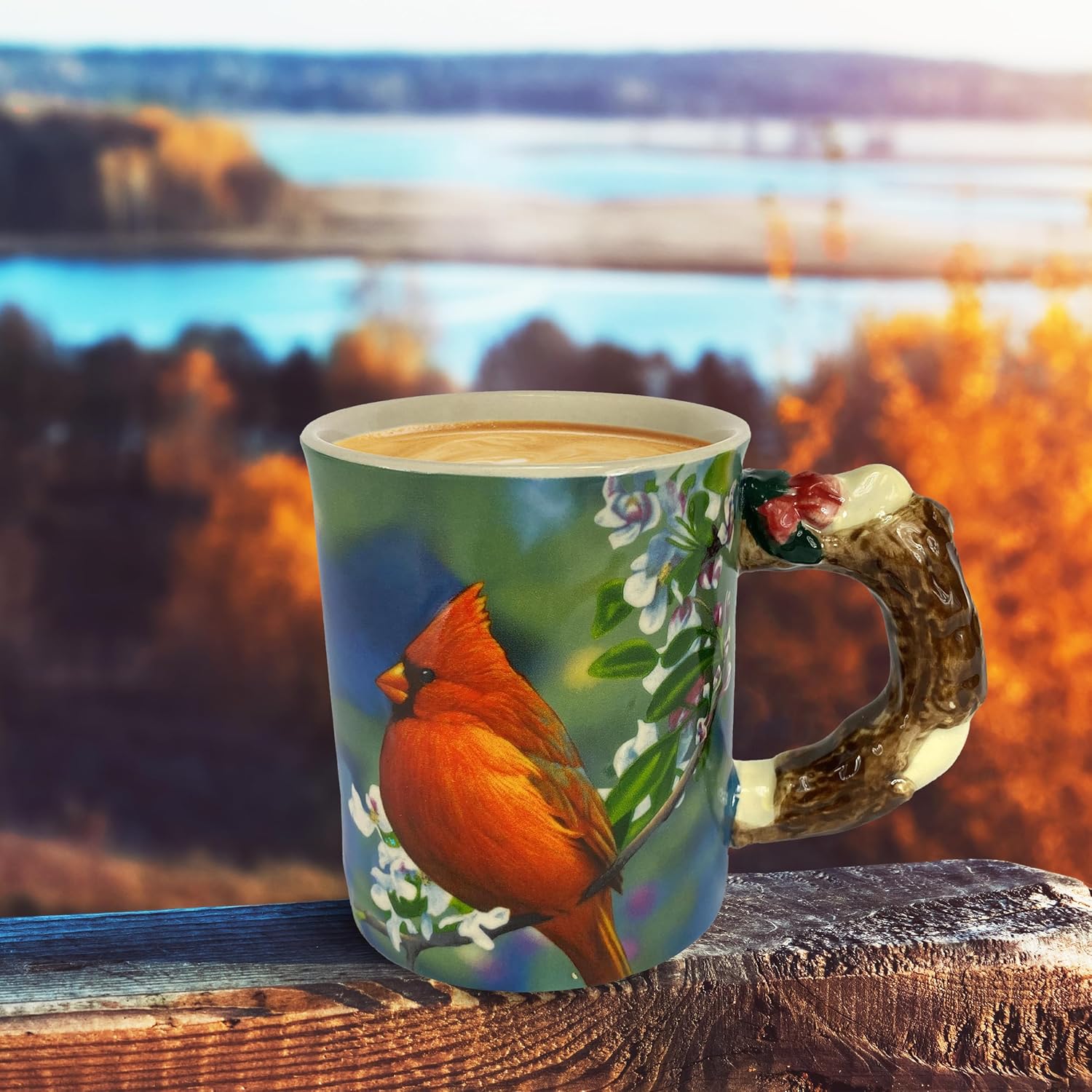 Rivers Edge Products 3D Ceramic Coffee Mug with Handle, 15 Ounces, Espresso Cups and Coffee Cups Ceramic, Perfect for Coffee, Expresso, Latte, or Tea