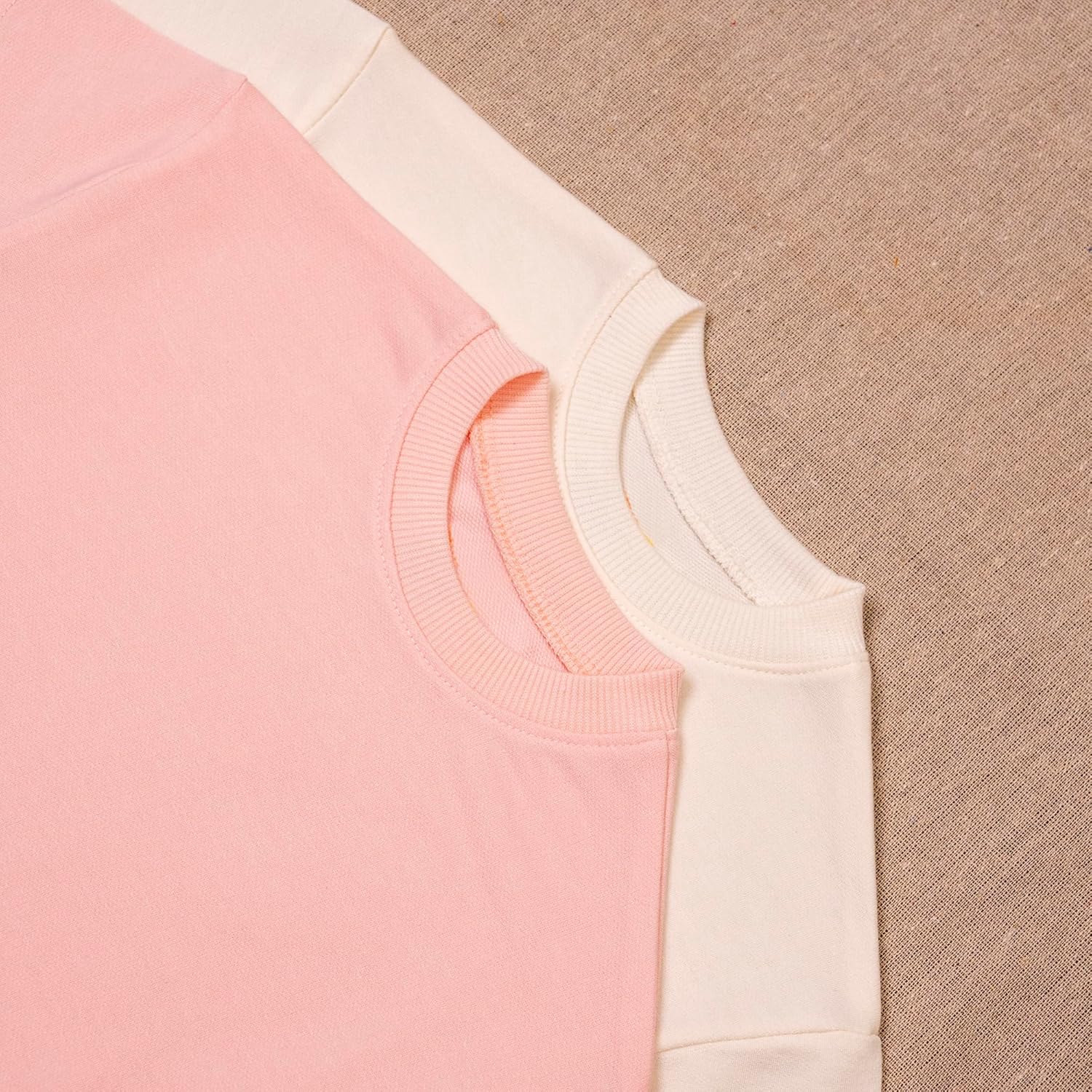 Baby Girl Romper Set 2-Pack Cotton Bodysuits, Long Sleeve & Short Plain Outfit, Newborn Infant Outfit for Girls - Image 4