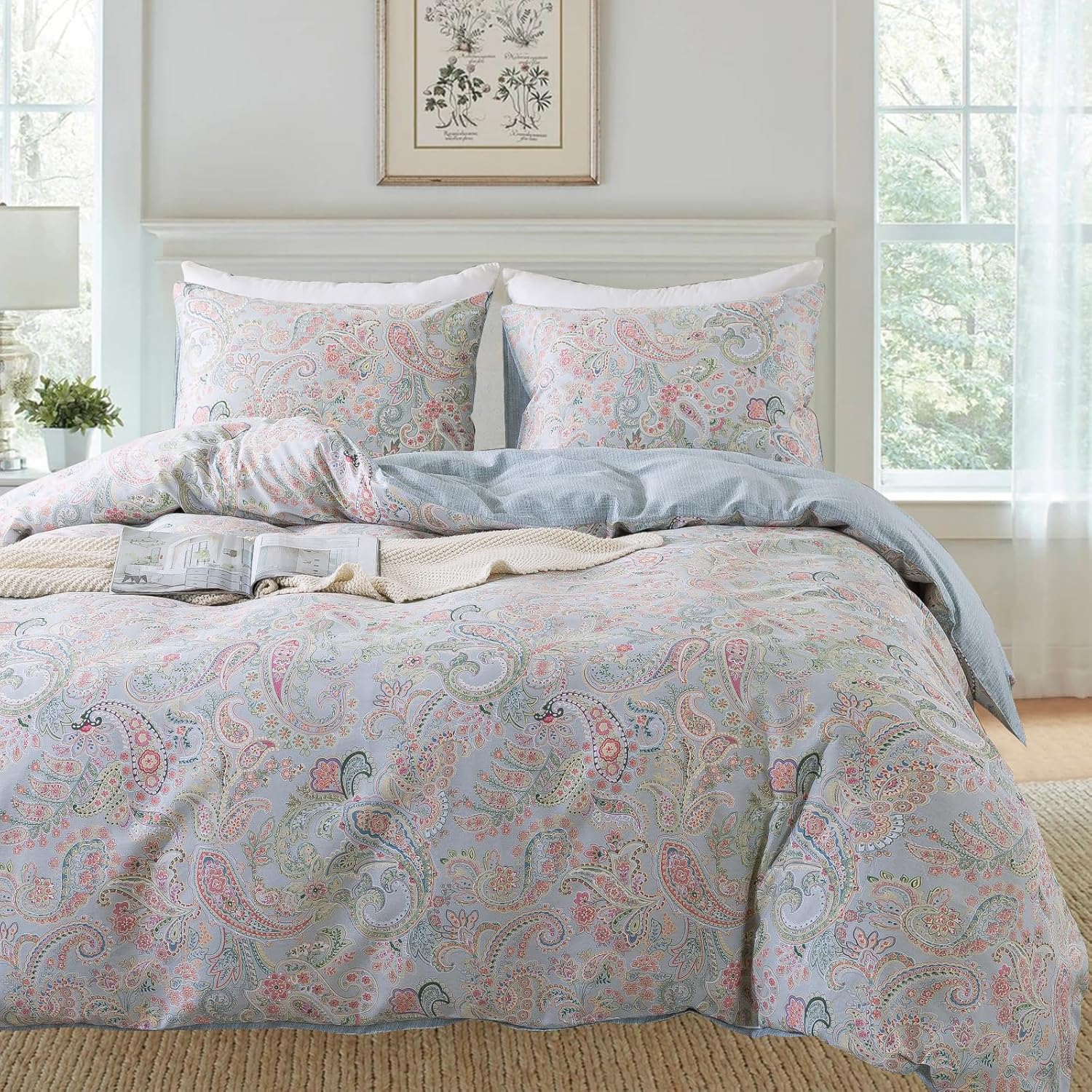 NEWLAKE Cotton Duvet Cover King Size Soft Breathable