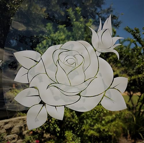 Miniatura 5 de DCentral® Rose - Vinilo decorativo para ventana "Grabado" de vidrio adhesivo – 8" x 12" Objetos son opacos - Fondo es transparente