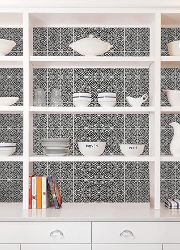 Miniatura 7 de Wall Pops WPBS4647 - Azulejos para salpicaduras en relieve para despegar y pegar, color negro