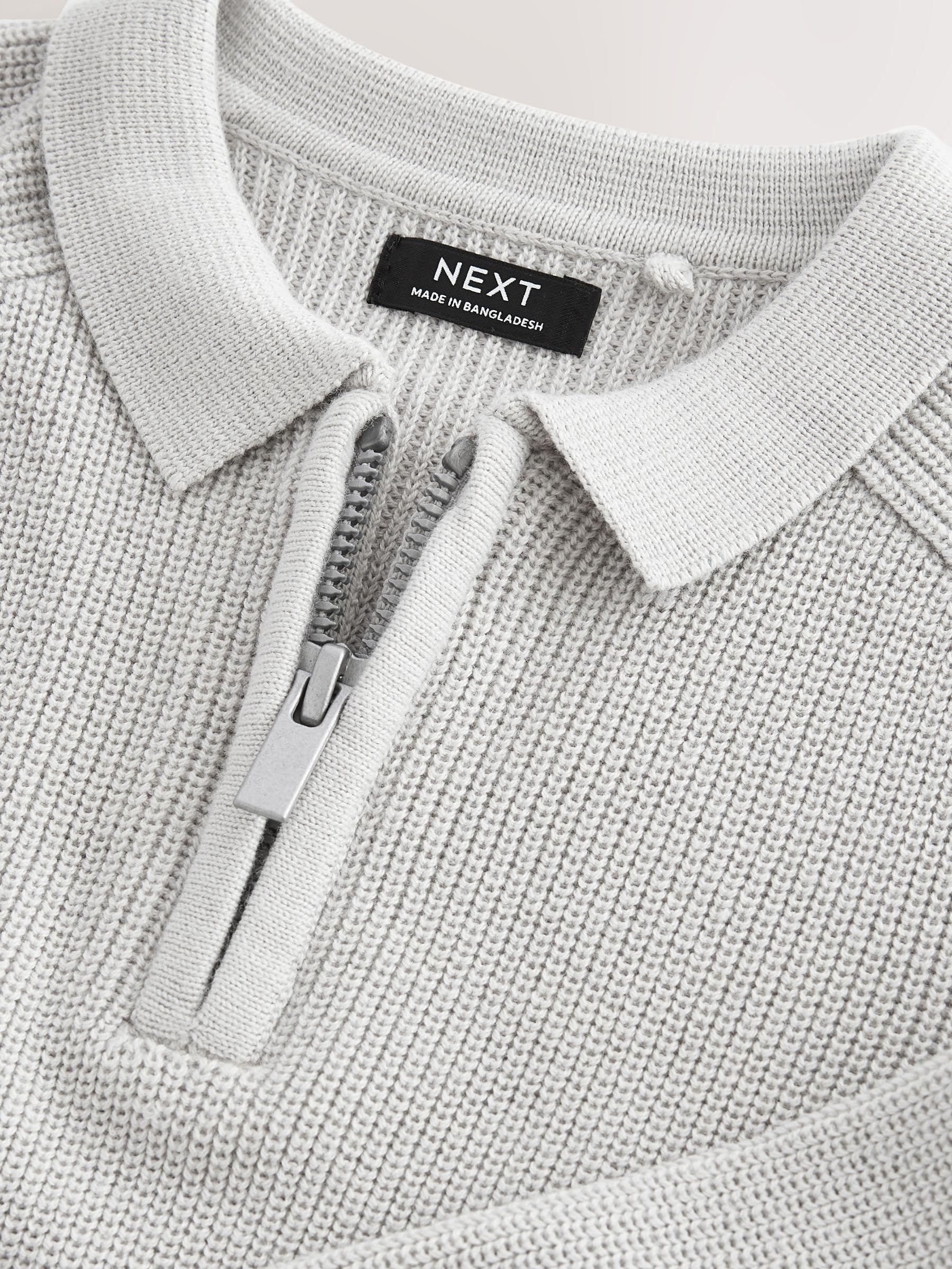 NEXT Jungen Standard Strick-Poloshirt mit Langen Ärmeln und RV-Kragen 62-122