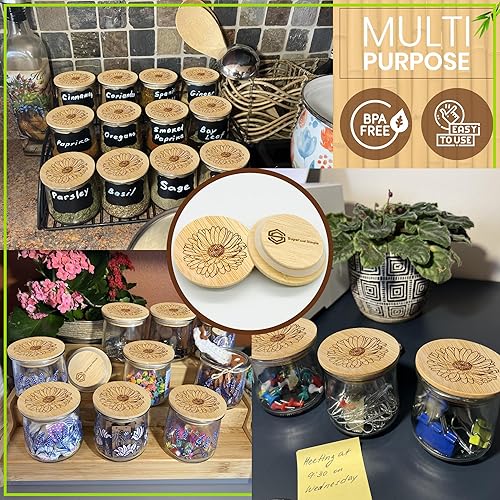 Miniatura 8 de 4-24 tapas de repuesto para tarros de yogur Oui  Elige un patrón Hecho de madera de bambú, acero inoxidable o silicona de grado alimenticio  Tapas