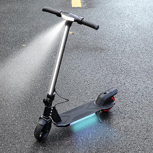 Miniatura 3 de Patineta eléctrica plegable para niños, con luces LED delanteras brillantes, luces LED en los pedales, pantalla LED, frenos duales, motor de 150W,