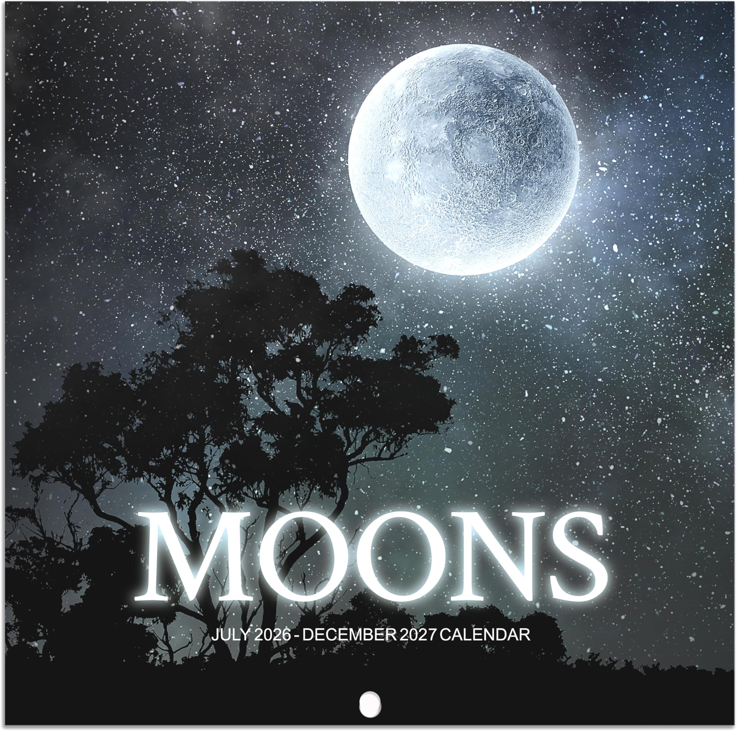 Calendar 2026-2027 - Wall Calendar 2026-2027, Jul 2026 - Dec 2027, 12'' × 24''(Open), 18 Months Calendar with Moon Phases, Hanging Holes, Large Blocks, Perfect for Organizing & Planning