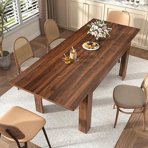Mesa de comedor extensible de 59 a 86 pulgadas para 6, 8, 10 personas, mesas rectangulares de madera expandibles para interiores, mesa de comedor