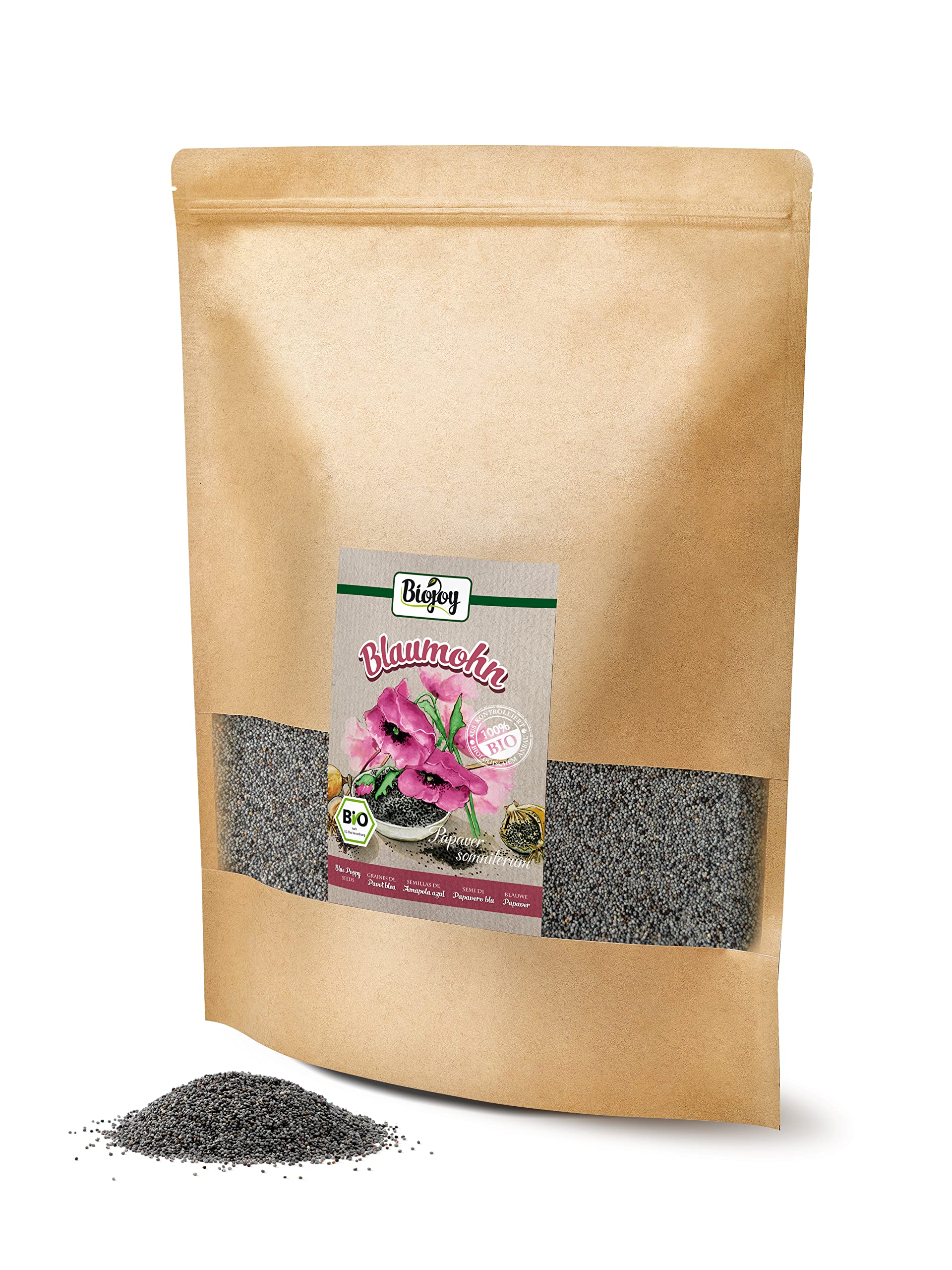Biojoy Semillas de Amapola Azul Ecológicas (2 kg), crudas y enteras, sin aditivos