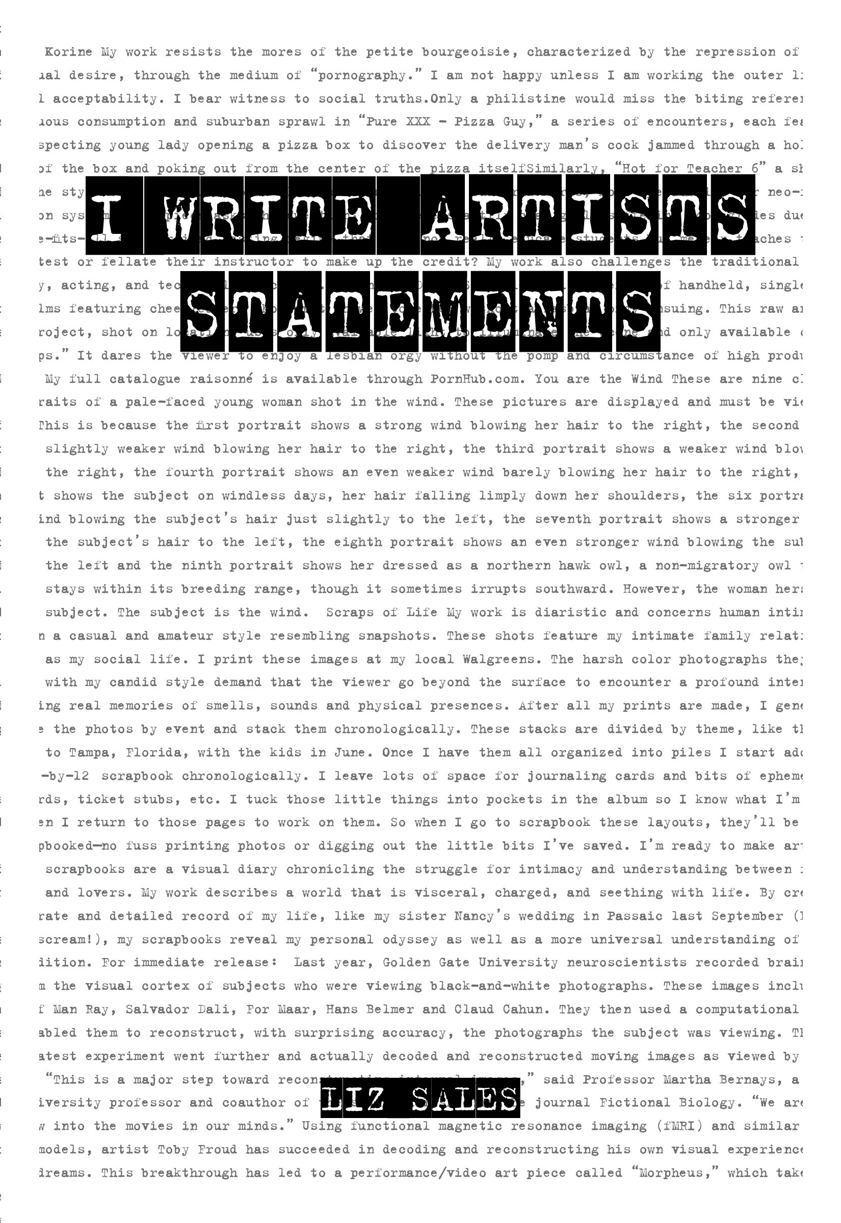 I Write Artist Statements livre art contemporain redaction portfolio anglais