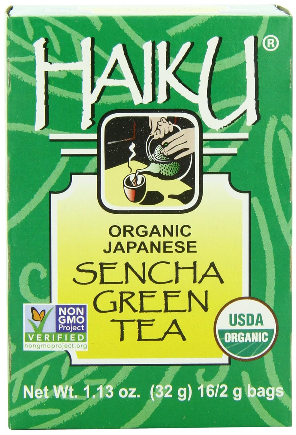 Haiku Organic Tea, Japanese Sencha Green, 16 Teabags (Pack of 6)