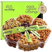 Vista 21 de NUT CRAVINGS - Cesta de regalo de frutas secas y frutos secos mixtos + cinta verde (7 surtidos, 2 libras) arreglo de alimentos, paquete de cuidado
