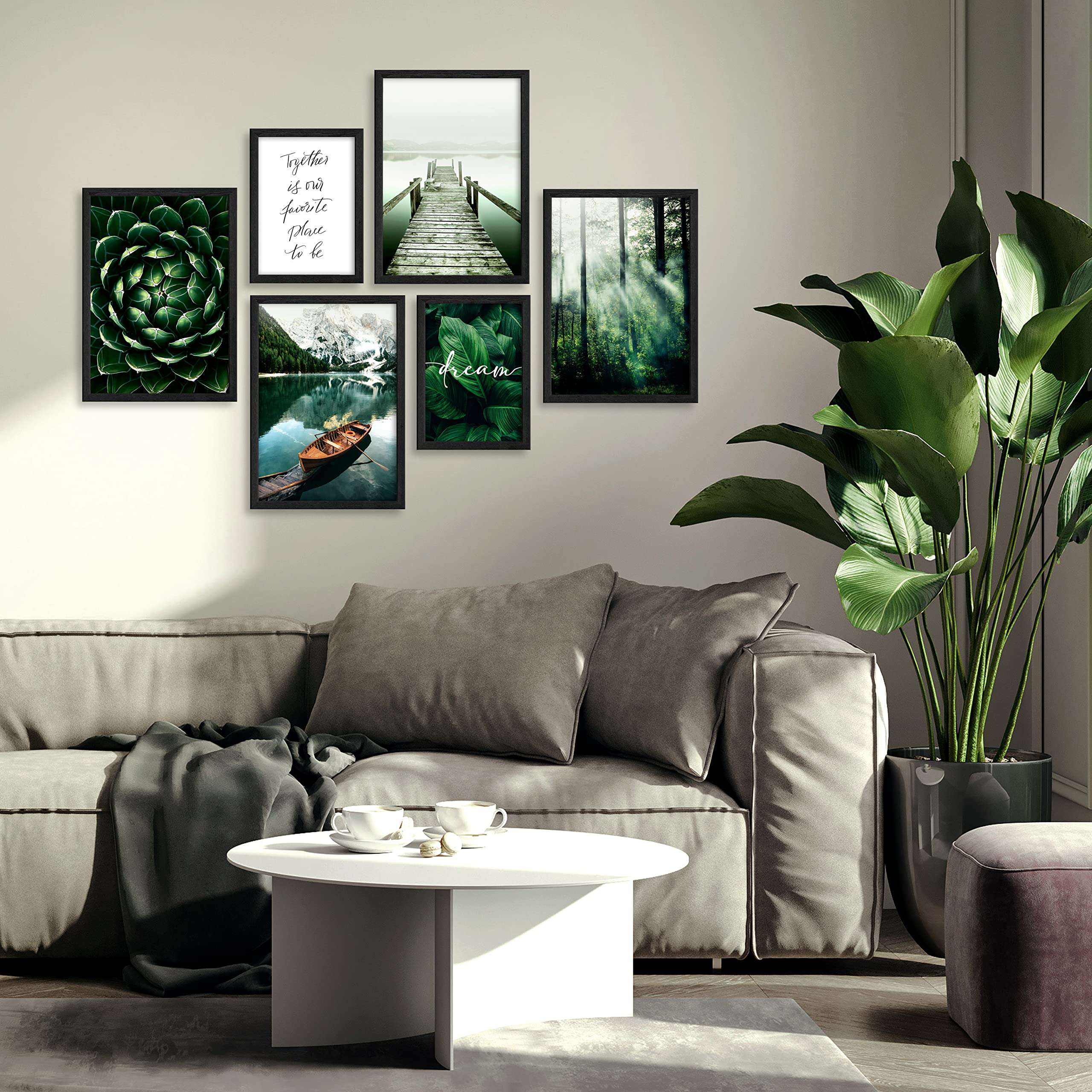 Poster Piante Decomonkey: Set 6 Stampe Verdi Per Pareti (A4+A3) - 6