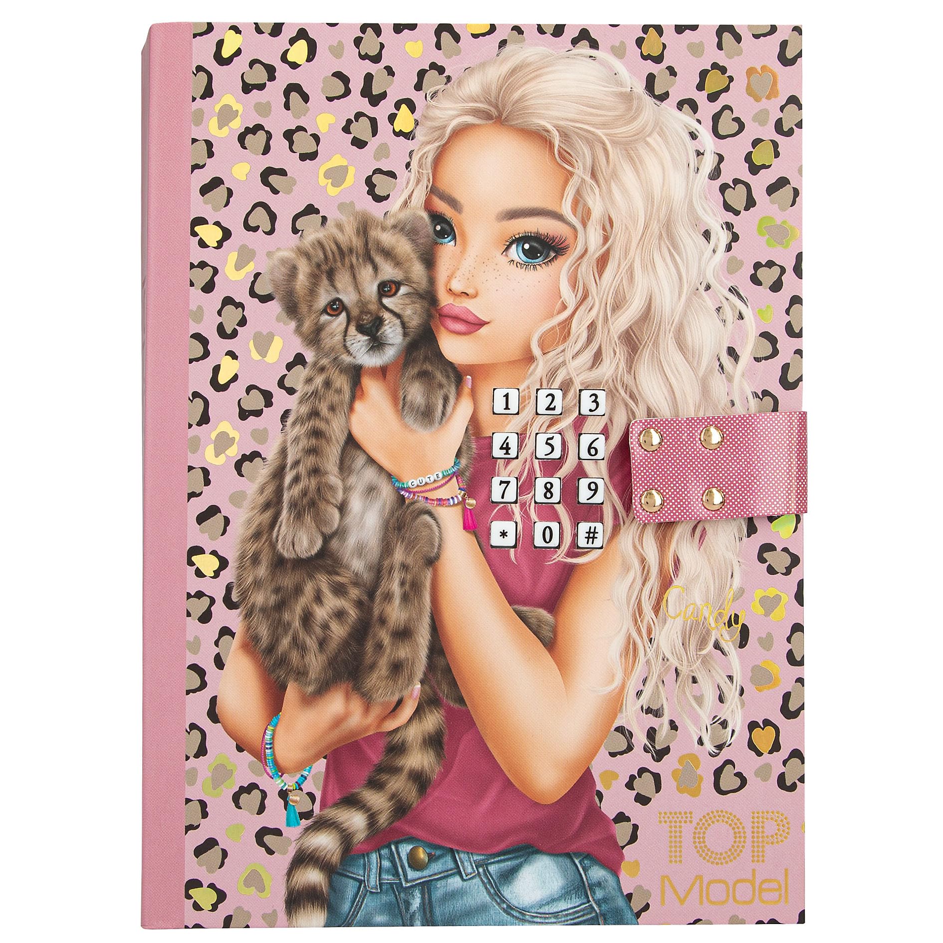 Depesche 13941 TOPModel Leoheart - Secret Code Diary with Sound in Pink, with Model Design, Leo Pattern and Gold, including 80 finely lined and colorfully illustrated pages