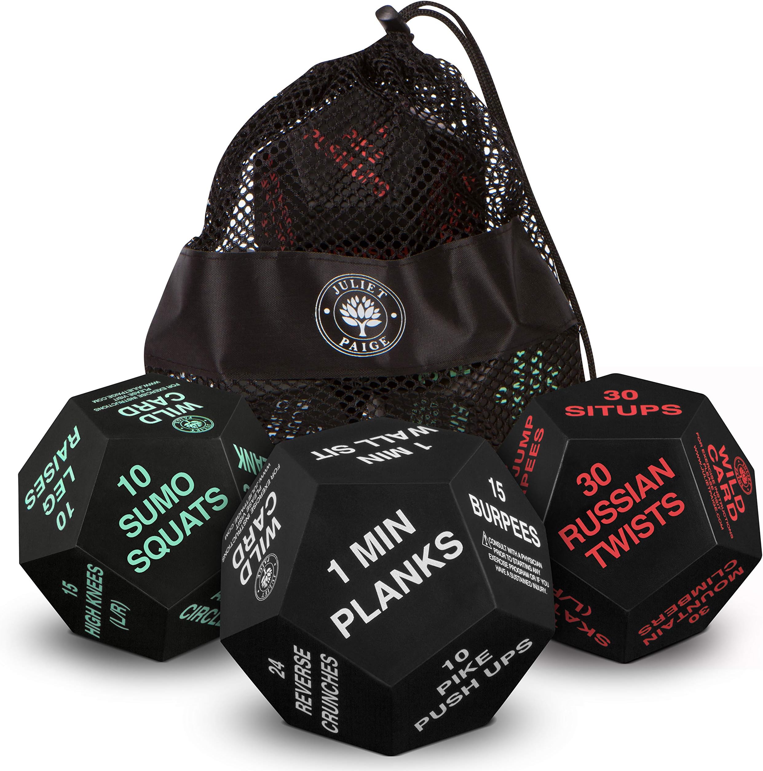 Exercise Dice for Home Fitness, Workouts, WOD, Cardio, HIIT, and Sports