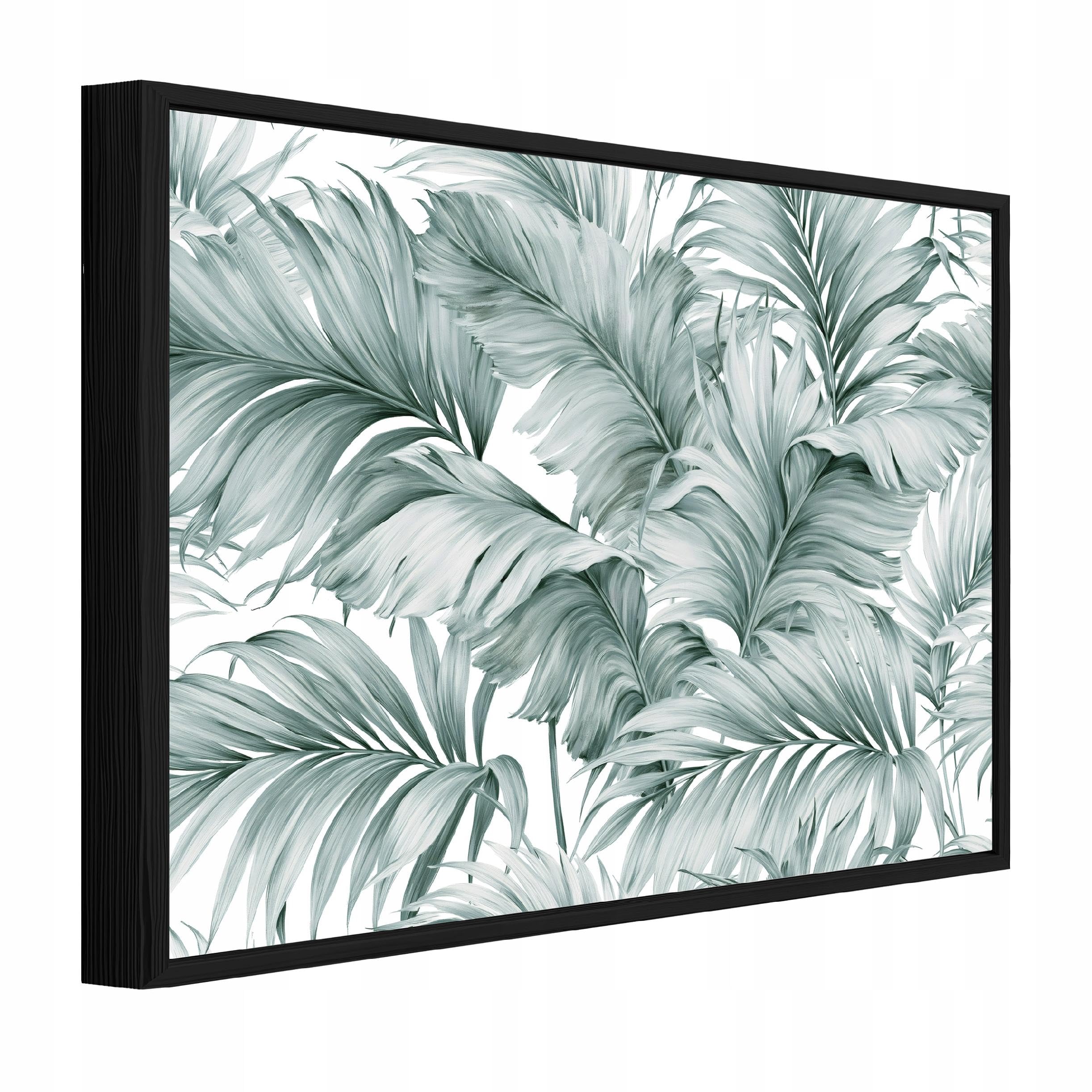 Wallarena Leaves Green - Canvas Pictures With Frame 60 X 40 Cm