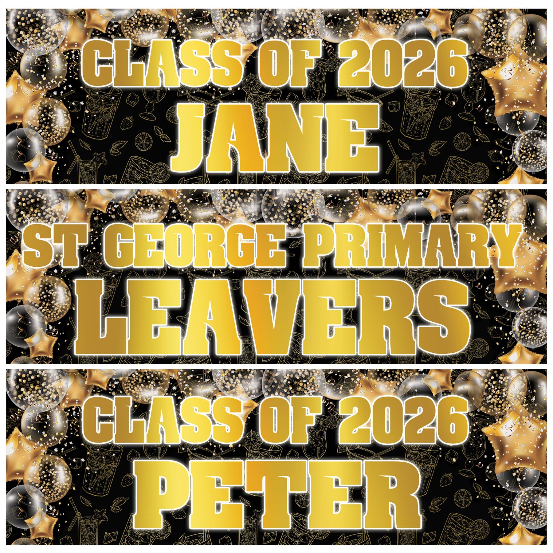 2 personalised school leavers banner Kids Boy Girl Class 2026 Graduation balloon party banner decoration-any writing
