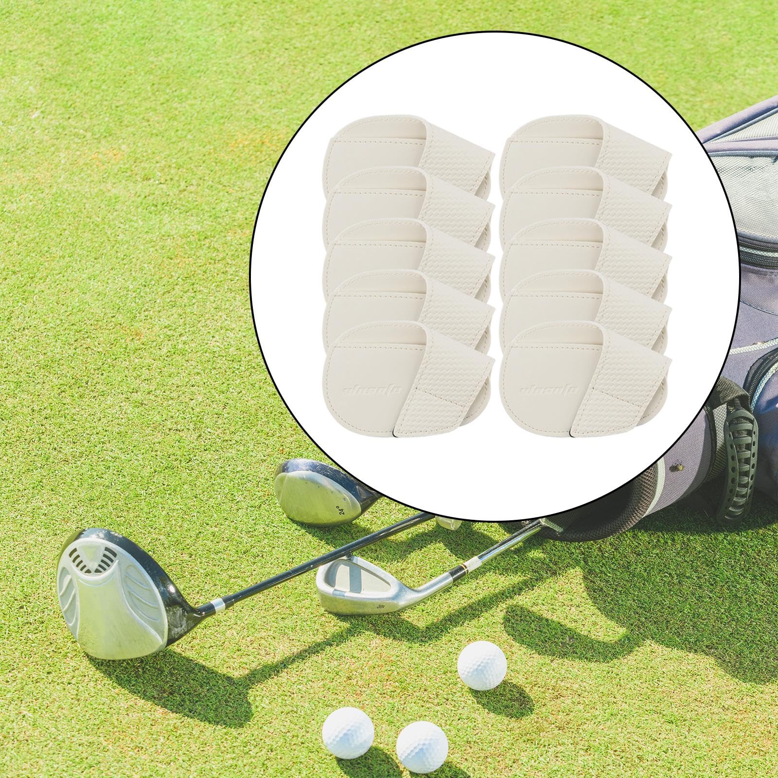 10 Fundas para Palos de Golf, Resistentes Al Desgaste, de PU, Portátiles Y Ligeras. Funda Protectora para Palos de Golf. Regalo Ideal para Golfistas, Blanco