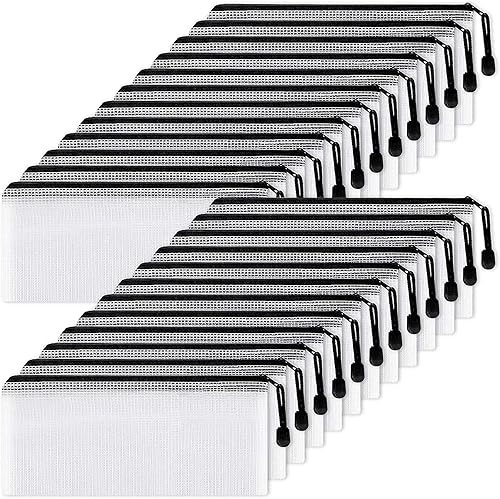 Miniatura 1 de EOOUT 24 bolsas de malla con cremallera, bolsa para lápices de 9.5 x 4.5 pulgadas a granel, pequeñas bolsas para lápices con cremallera para