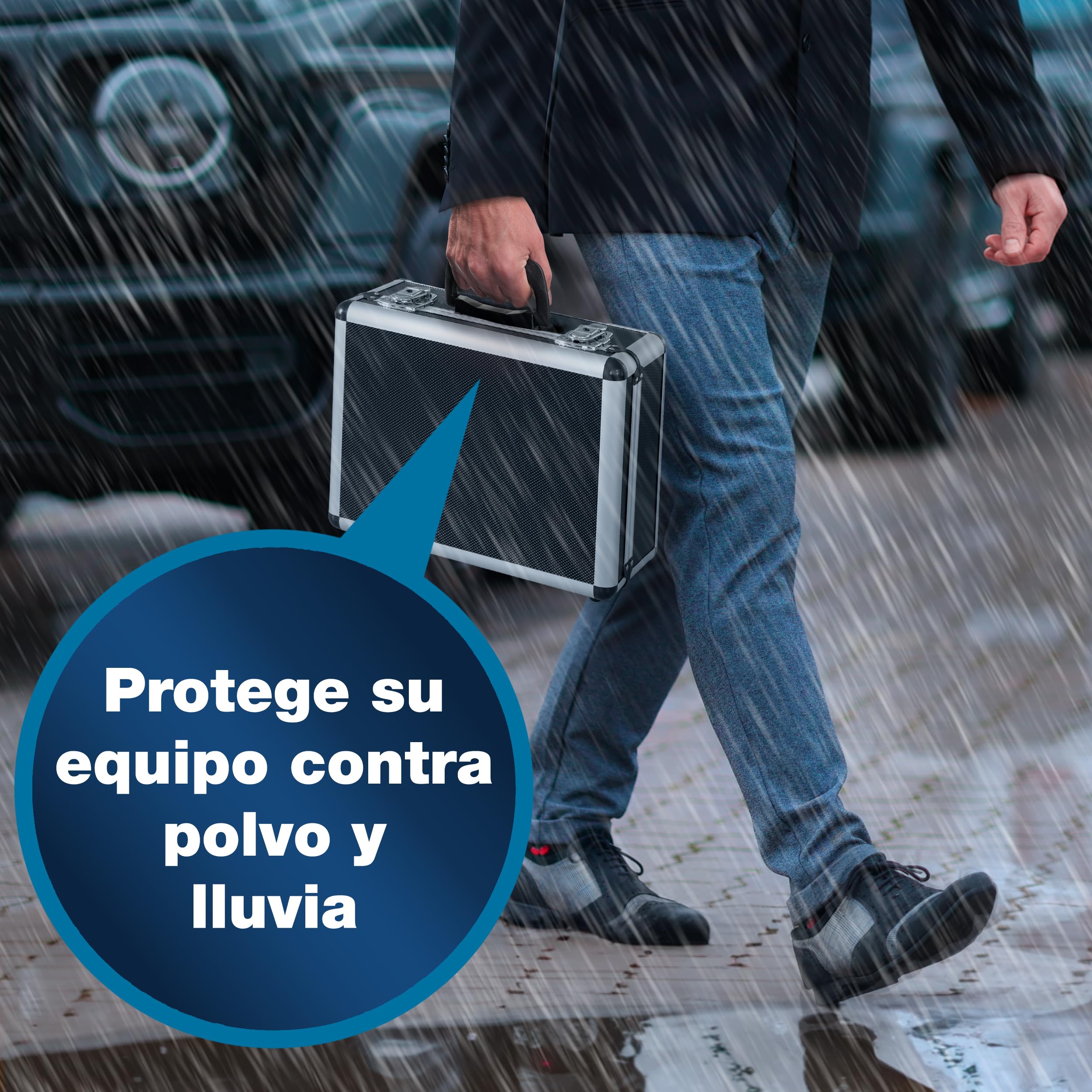 PeakTech 7300 – Estuche universal para dispositivos de medición, robusto, almacenamiento de herramientas, relleno de espuma, con cerradura, protección contra el polvo, M - 320 x 250 x 150 mm