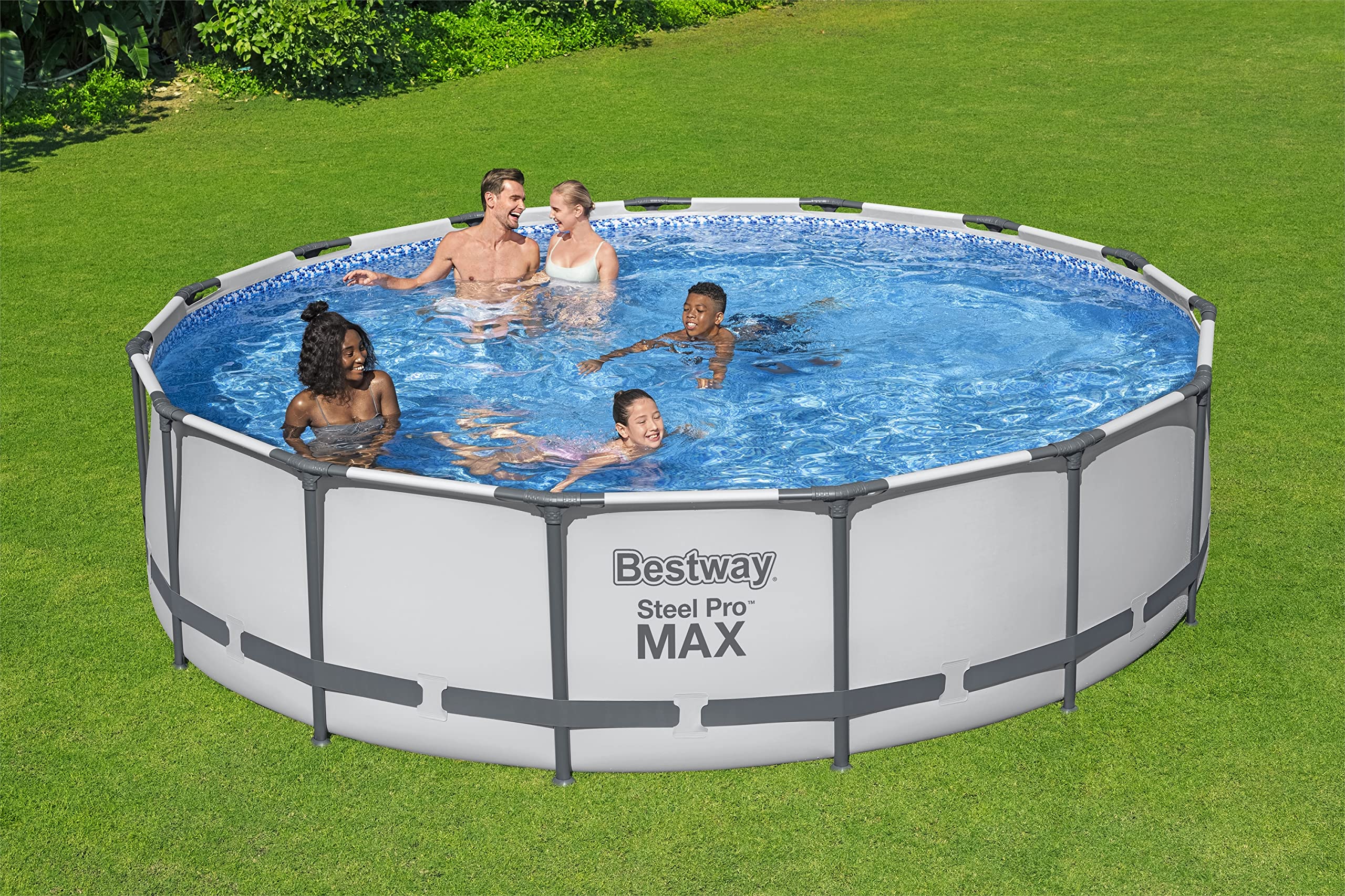 Bestway - Piscine Hors Sol Ronde 457x107cm Structure Anticorrosion, Liner 3 Épaisseurs, Pompe, Échelle & Bache Piscine Incluses - Piscine familiale Jardin Baignade Canicule