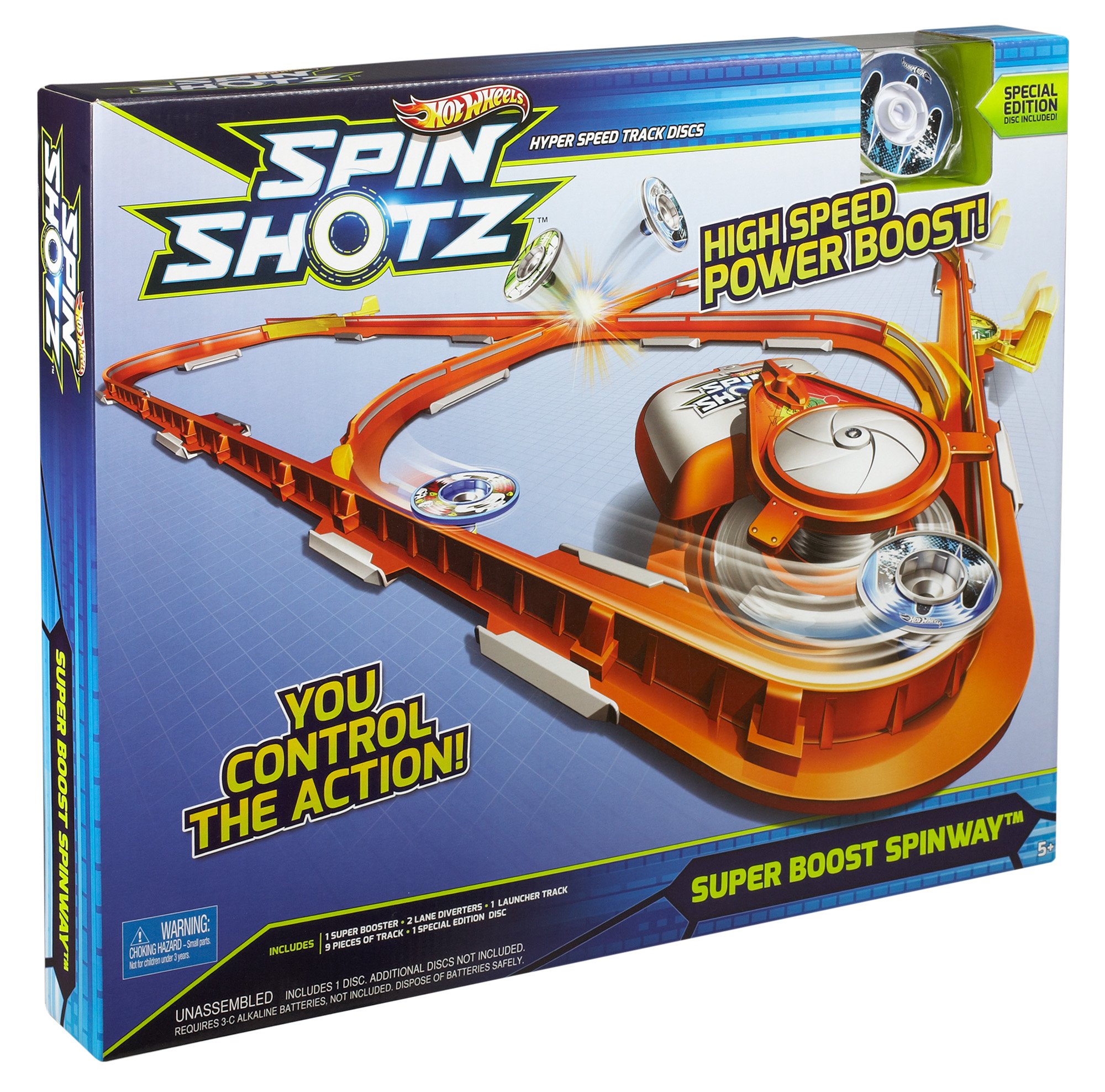 Mattel Y0569 - Hot Wheels Spinshotz Super Boost Spinway Spielset