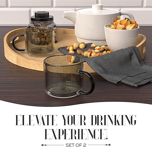 Miniatura 9 de elle decor Tazas de café de doble pared, juego de 2, bonitas tazas de café, té y vidrio de leche con asa, taza de espresso aislada, 10 onzas, juego
